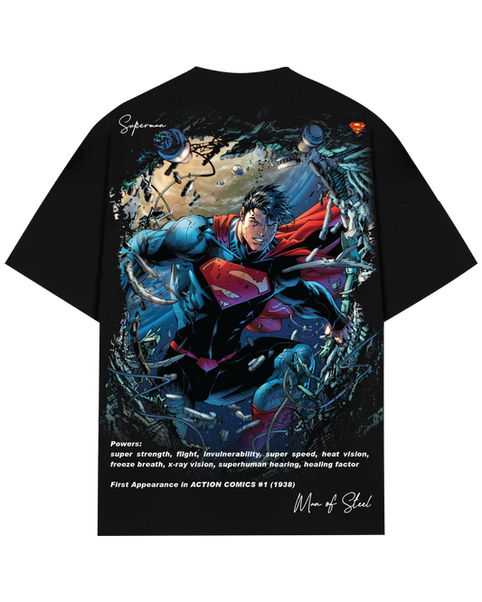 Turbo Superman CC-1288 Over-sized T-shirt (Black/Blue/Red)