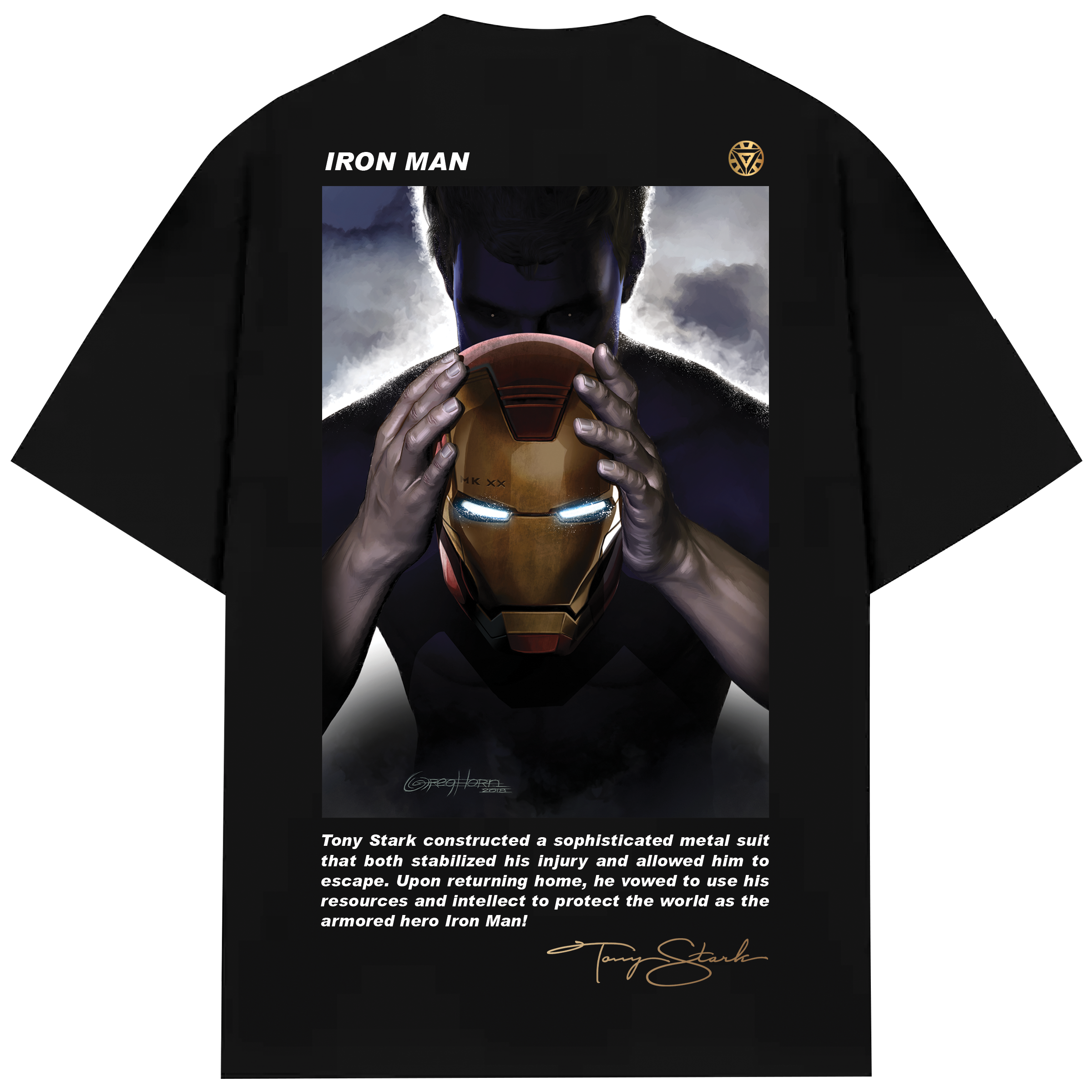 Turbo Iron Man CC-1261 T-shirt bersaiz besar (Merah/Kelabu)