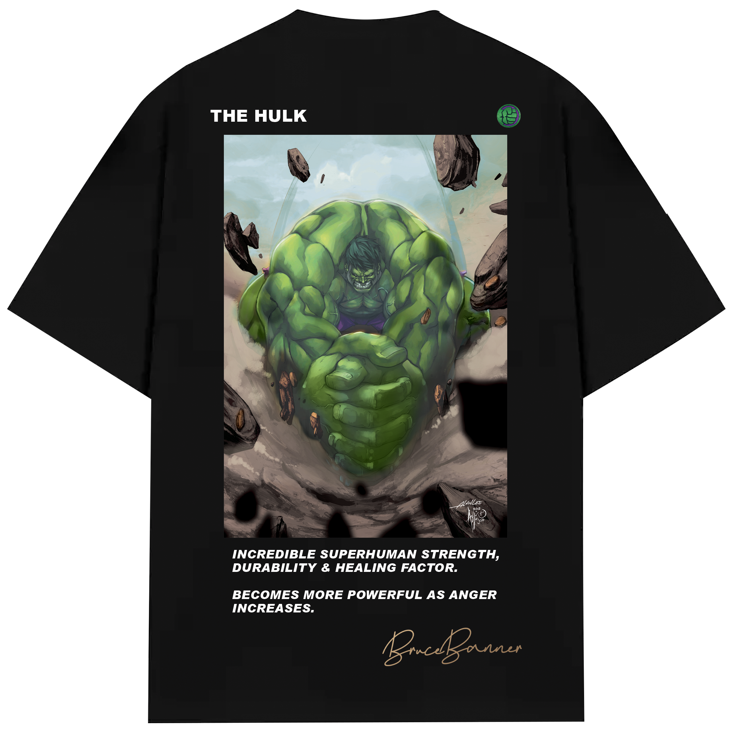 Turbo Hulk CC-1271 T-shirt bersaiz lebih (Hijau/coklat)