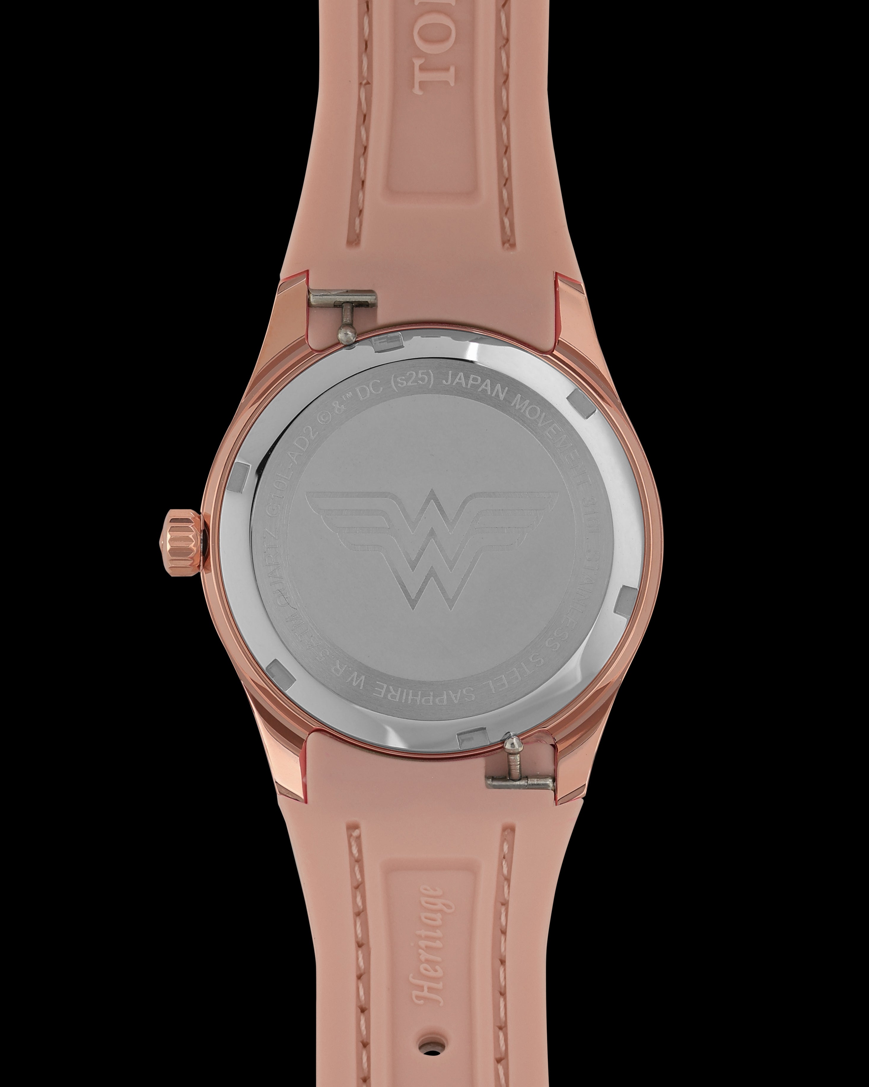 DC Wonder Woman G10L-AD2 (Rosegold/Light Pink) dengan Tali Kulit Getah Merah Jambu Muda