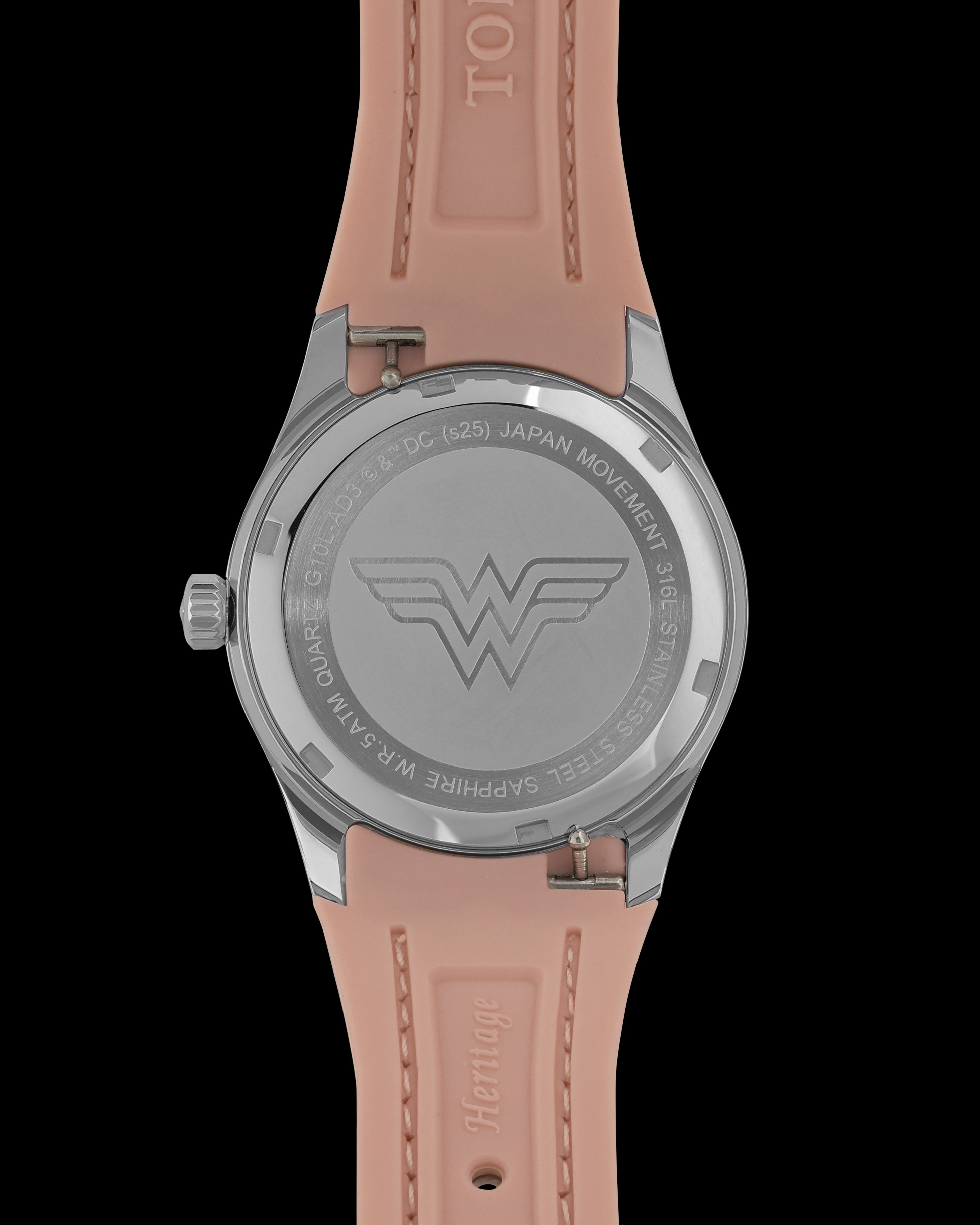 DC Wonder Woman G10L-AD3 (Perak/Merah Jambu Muda) dengan Tali Kulit Getah Merah Muda Muda