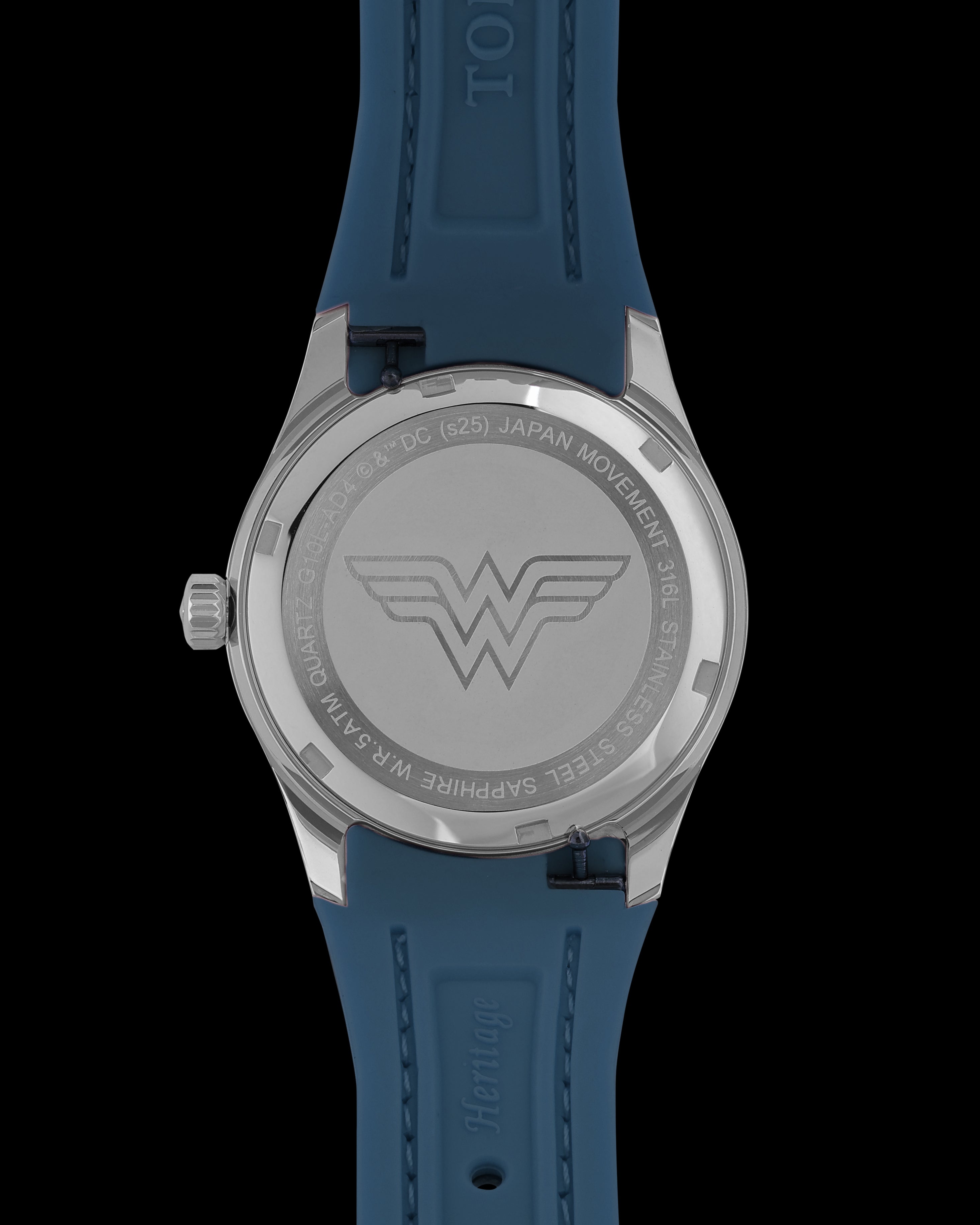 DC Wonder Woman G10L-AD4 (Silver/Light Blue) with Light Blue Rubber Leather Strap