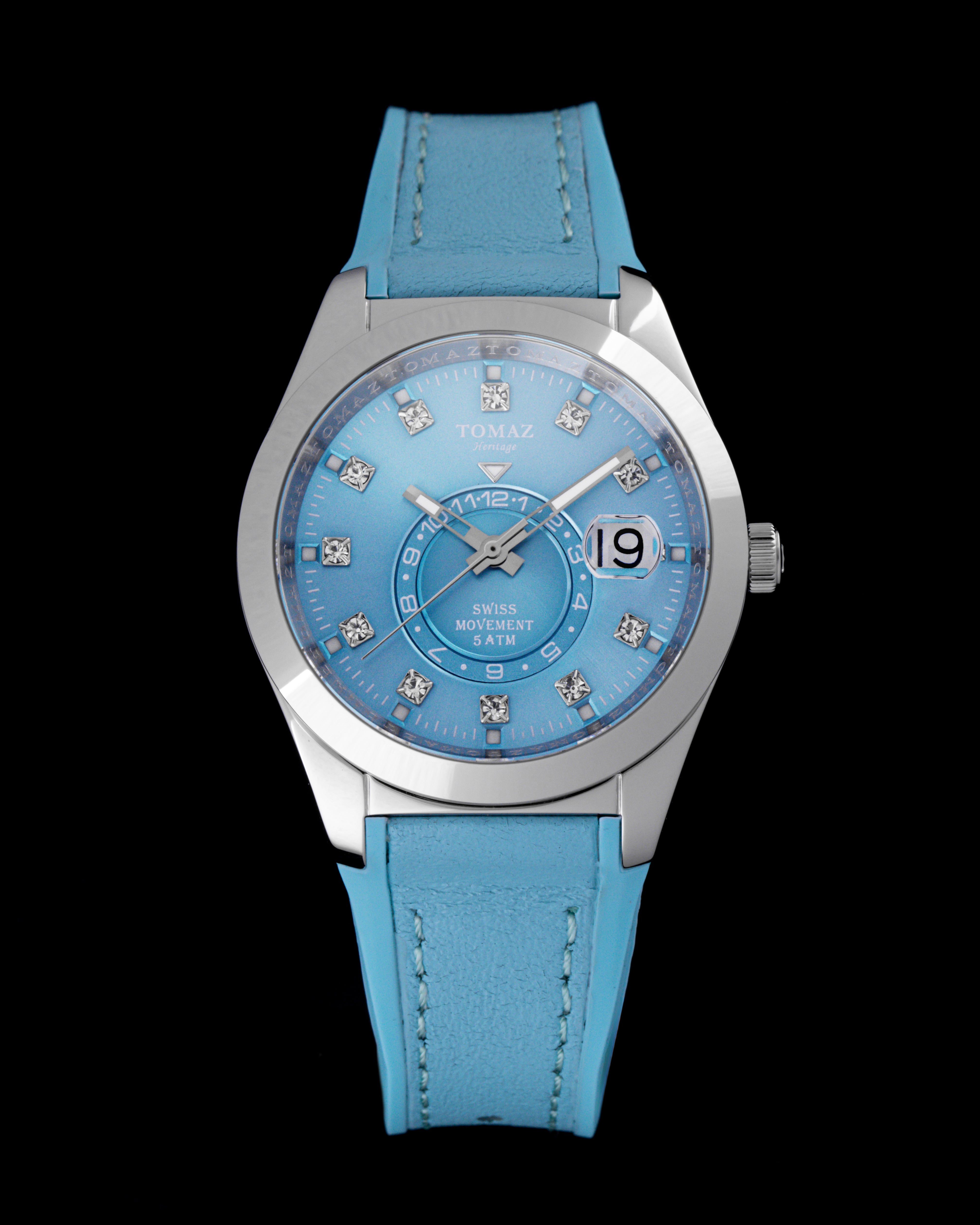 Tomaz Ladies Watch G4L-CD10 (Silver/Light Blue) with Crystal and Light Blue Rubber Strap