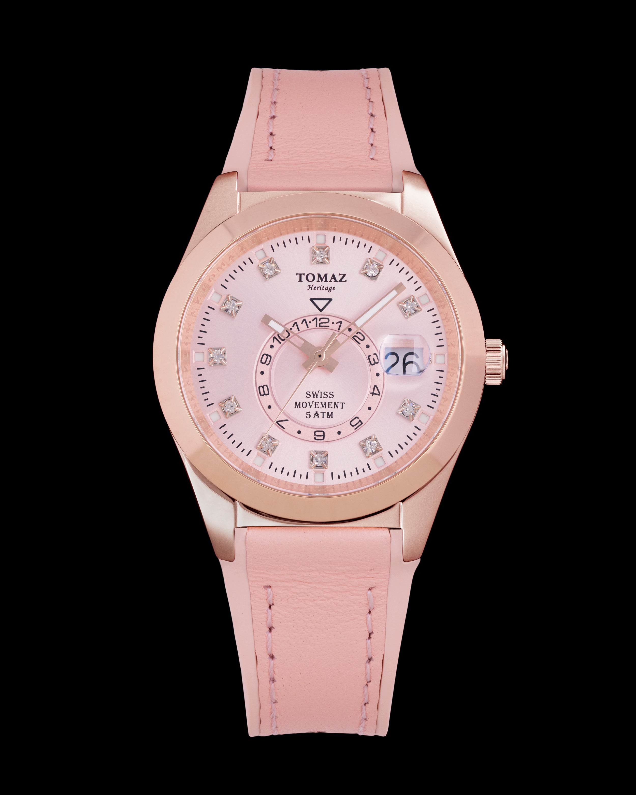 Tomaz G4L-D12 (Rosegold/Beige) dengan Tali Kulit Getah Beige