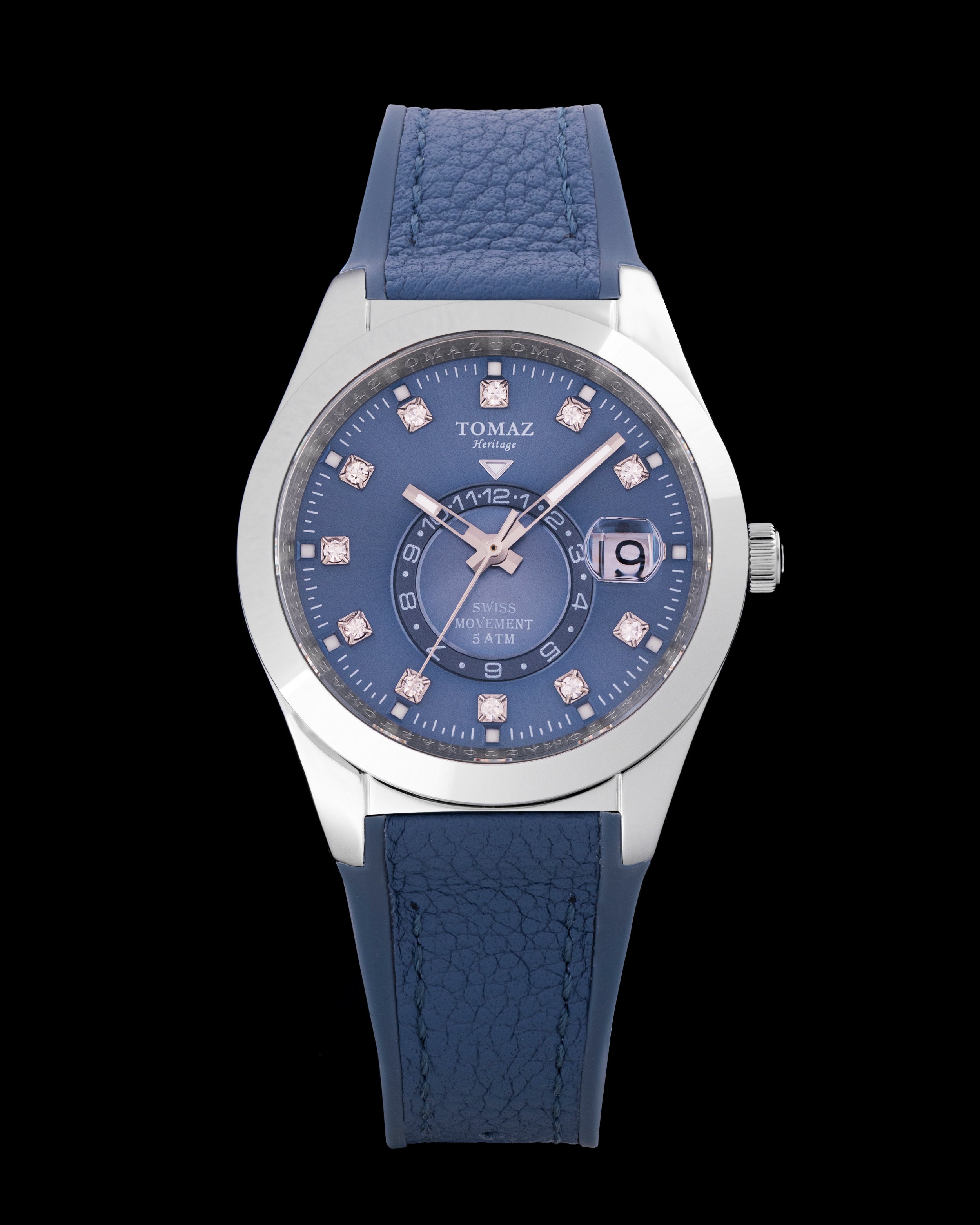 Jam Tangan Wanita Tomaz G4L-D13 (Perak/Biru) dengan Tali Kulit Getah Biru