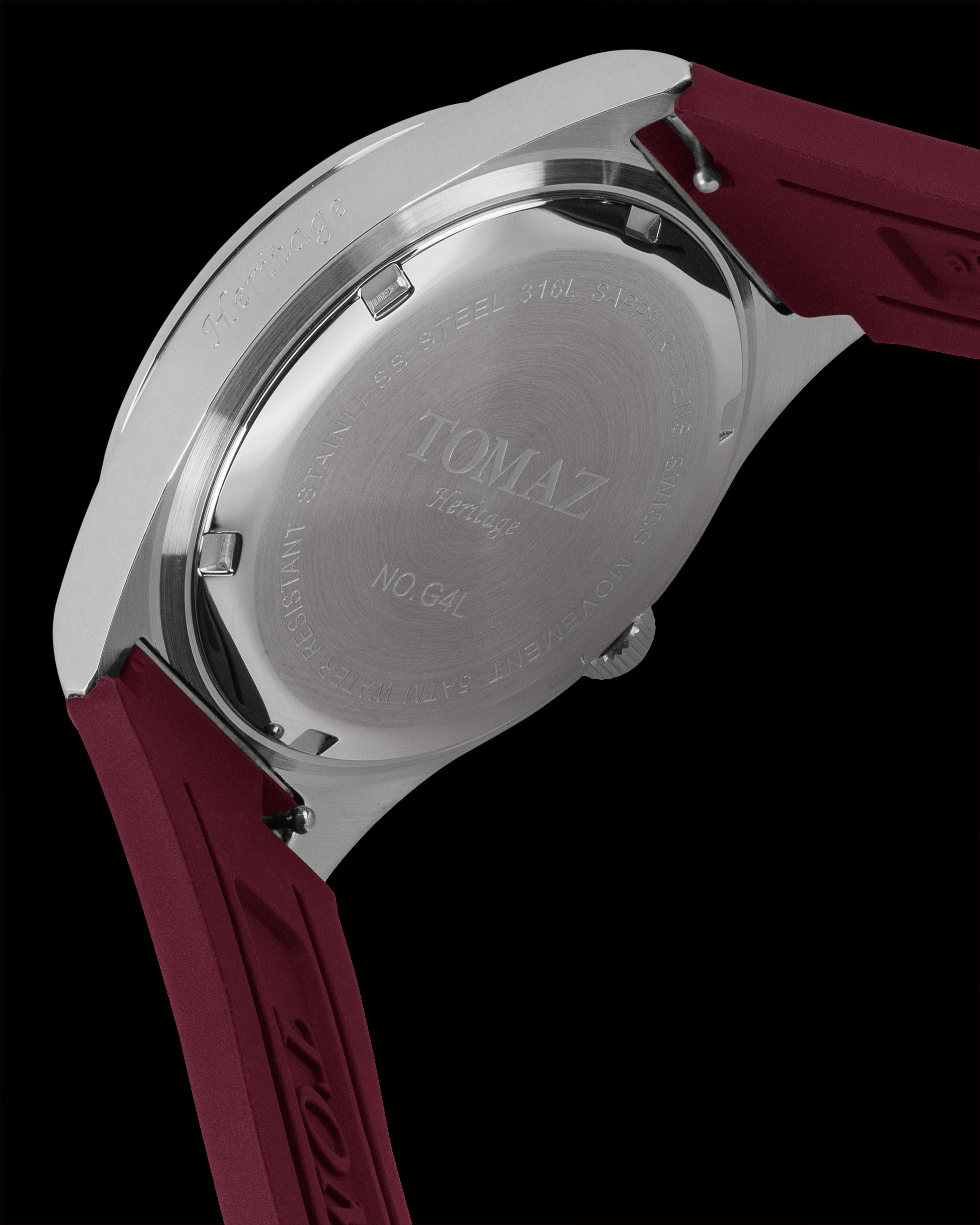 Jam Tangan Wanita Tomaz G4L-D19 (Perak/Merah Jambu) dengan Tali Kulit Getah Merah Jambu