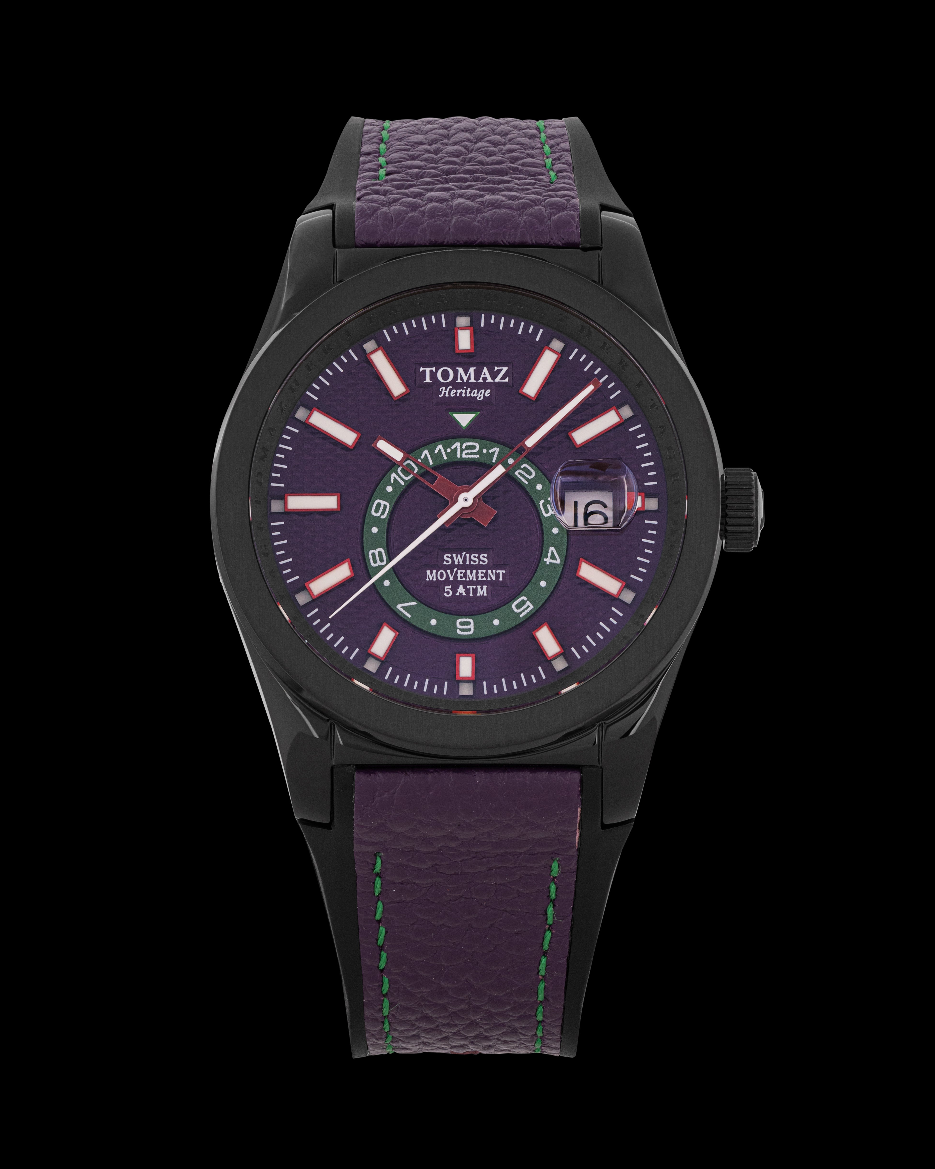 Jam Tangan Tomaz Lelaki G5M-CD14 (Puple/Hitam) dengan Tali Getah Kulit Ungu