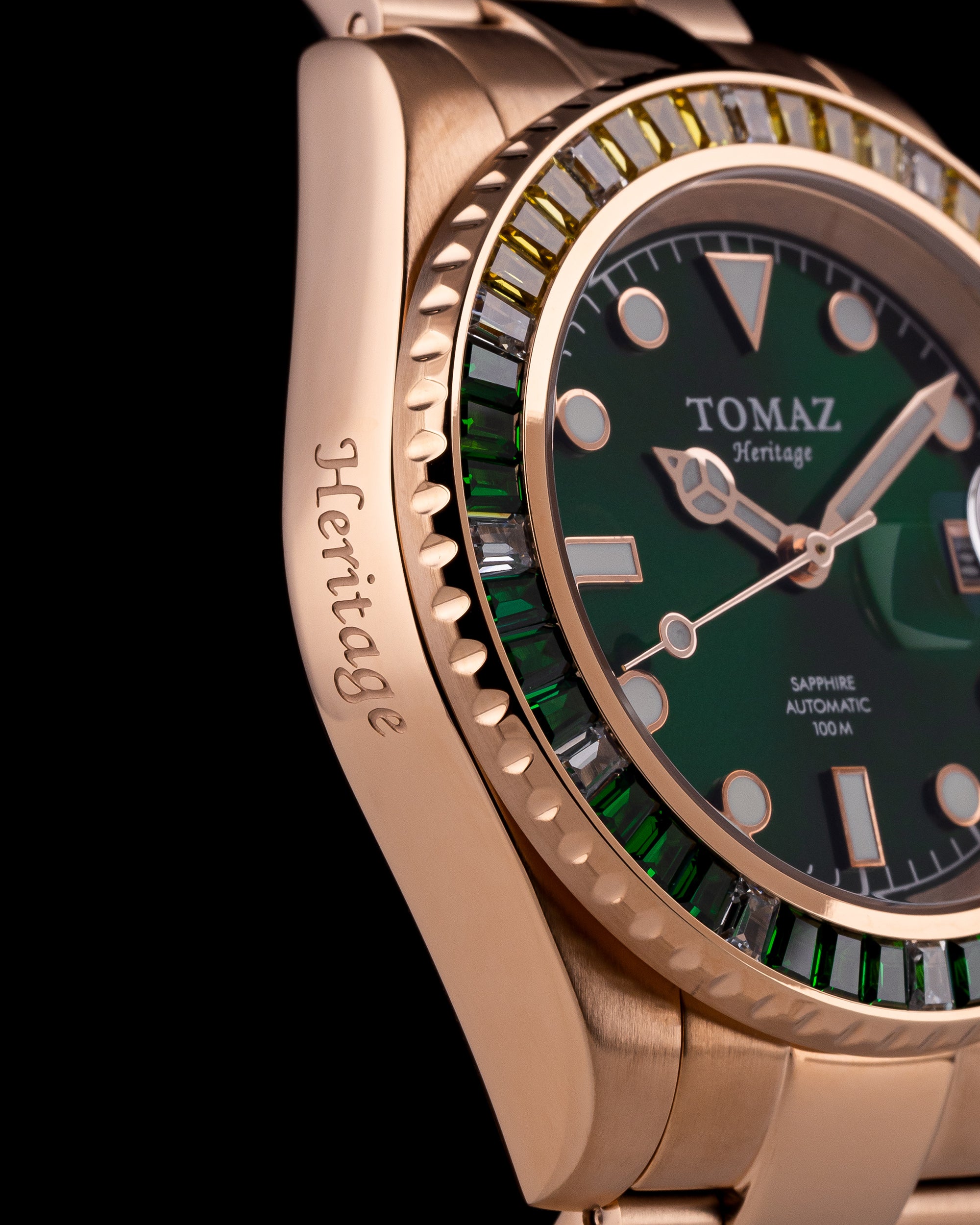 Tomaz Men's Watch GR01BS-D14 (Rosegold) with Green Yellow White (Rosegold Stainless Steel)