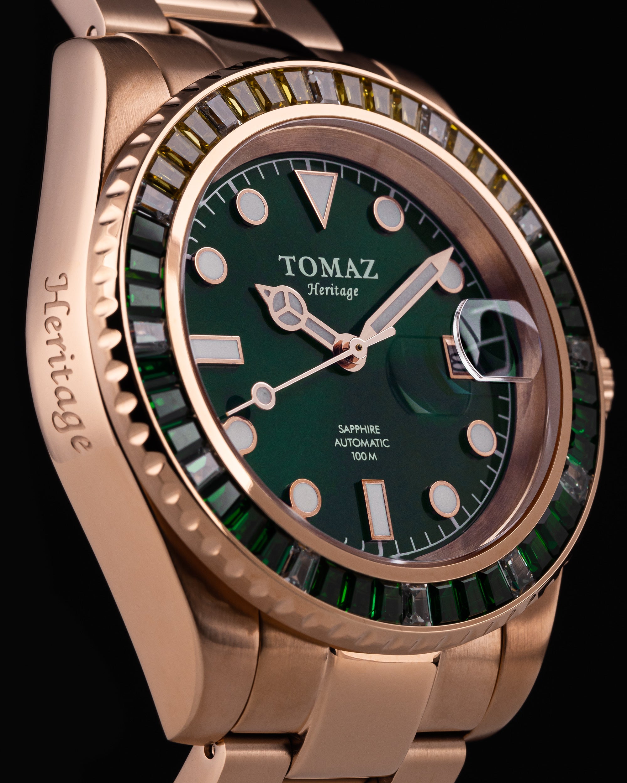 Tomaz Men's Watch GR01BS-D14 (Rosegold) with Green Yellow White (Rosegold Stainless Steel)