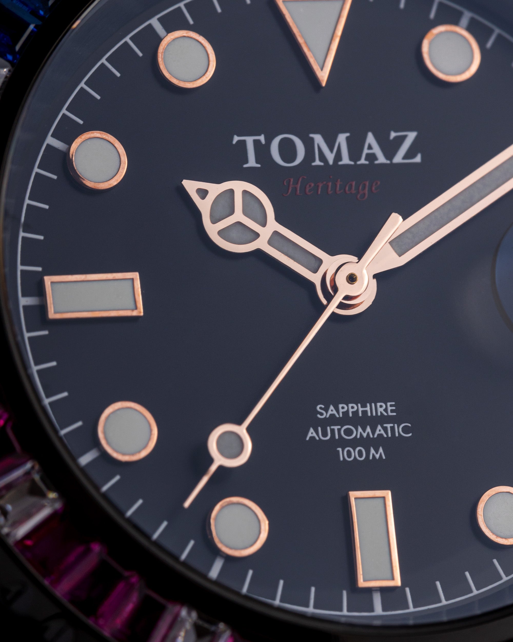 Tomaz Men's Watch GR01BS-D9 (Black) with Purple Navy White Swarovski (Black Stainless Steel)