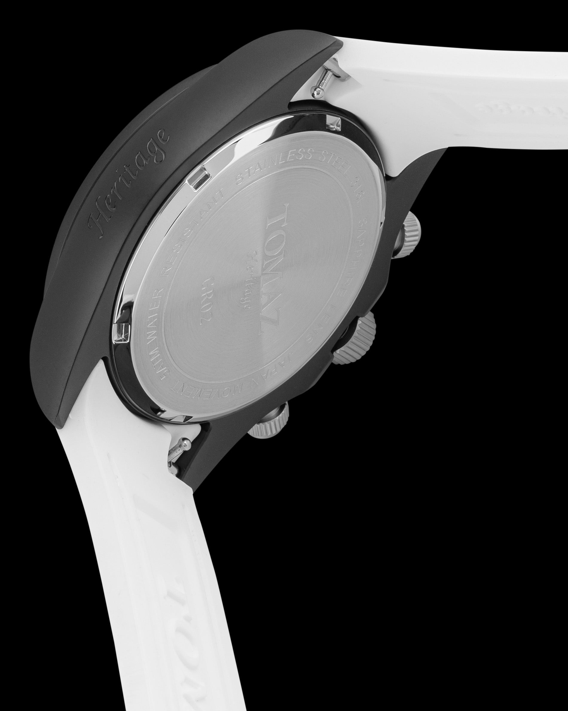 Tomaz Men's Watch GR02-AD21 (Black/White) and White Rubber Leather Strap