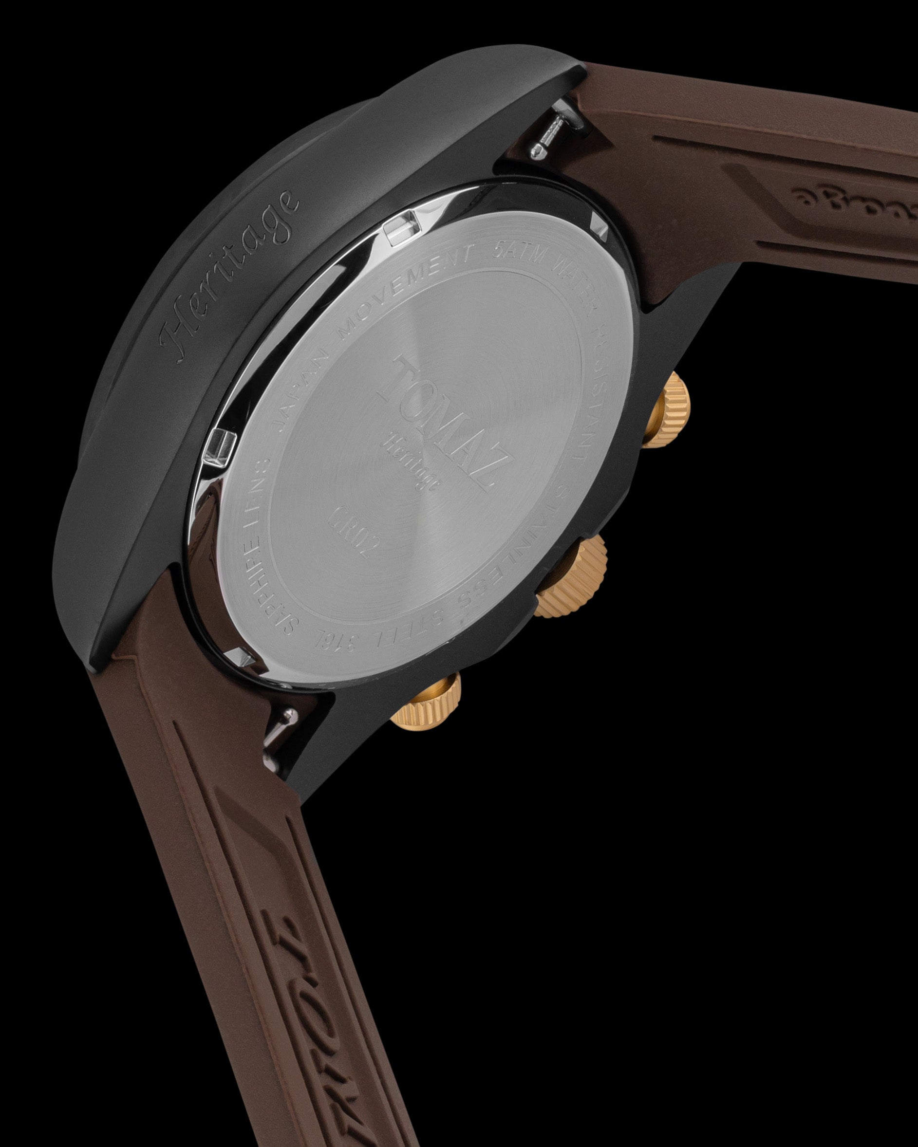 Jam Tangan Lelaki Tomaz GR02-AD24 (Hitam/Beige) dengan Tali Kulit Getah Coklat