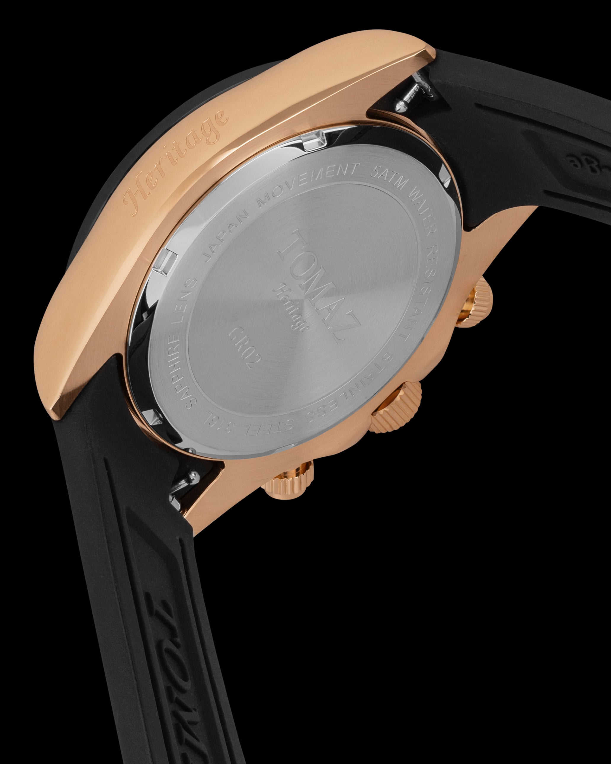 Jam Tangan Lelaki Tomaz GR02-AD31 (Rosegold/Hitam/Brown) dengan Tali Kulit Getah Hitam