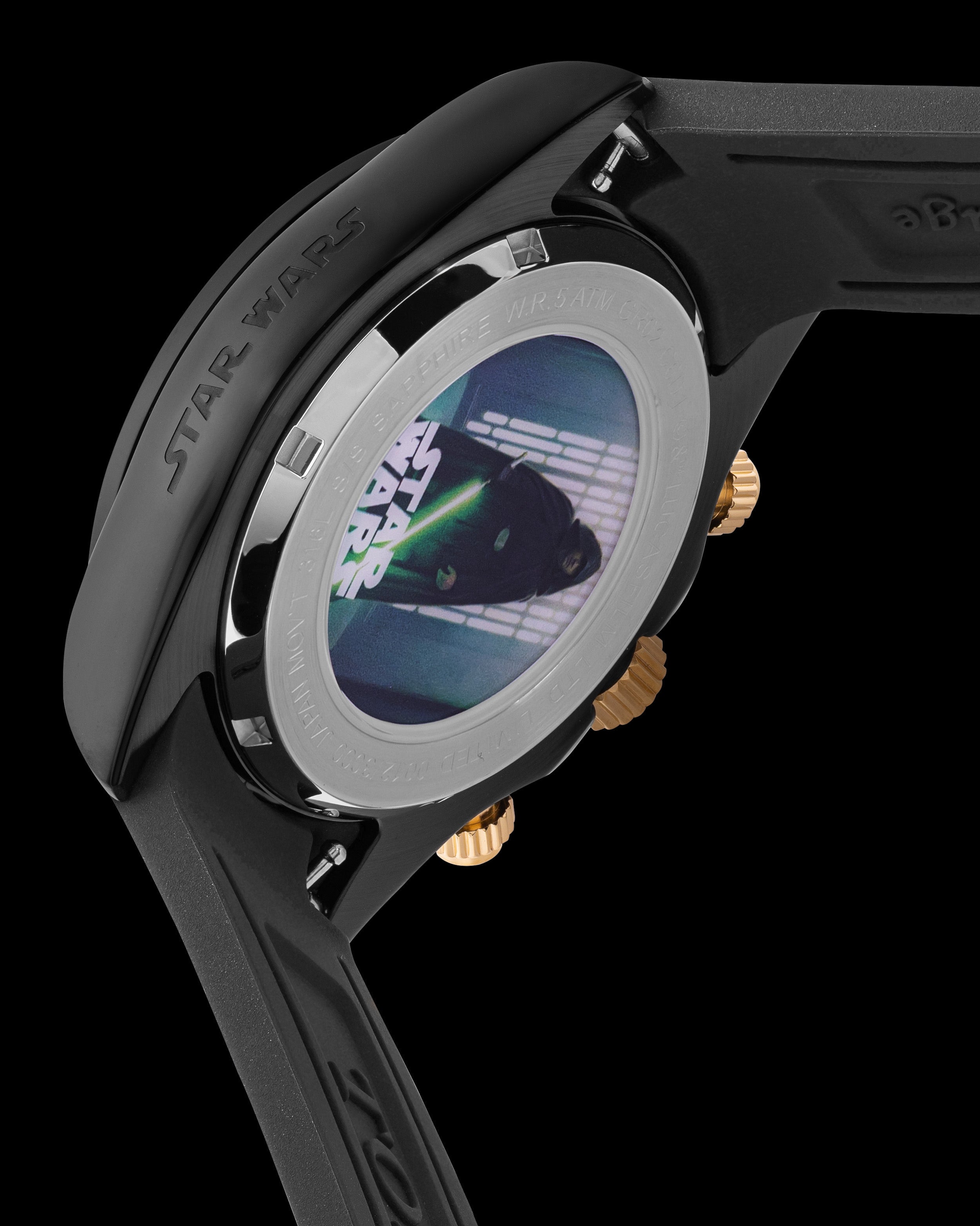 Star Wars Luke Skywalker GR02-C6D1 (Hitam) dengan Tali Kulit Getah Hitam