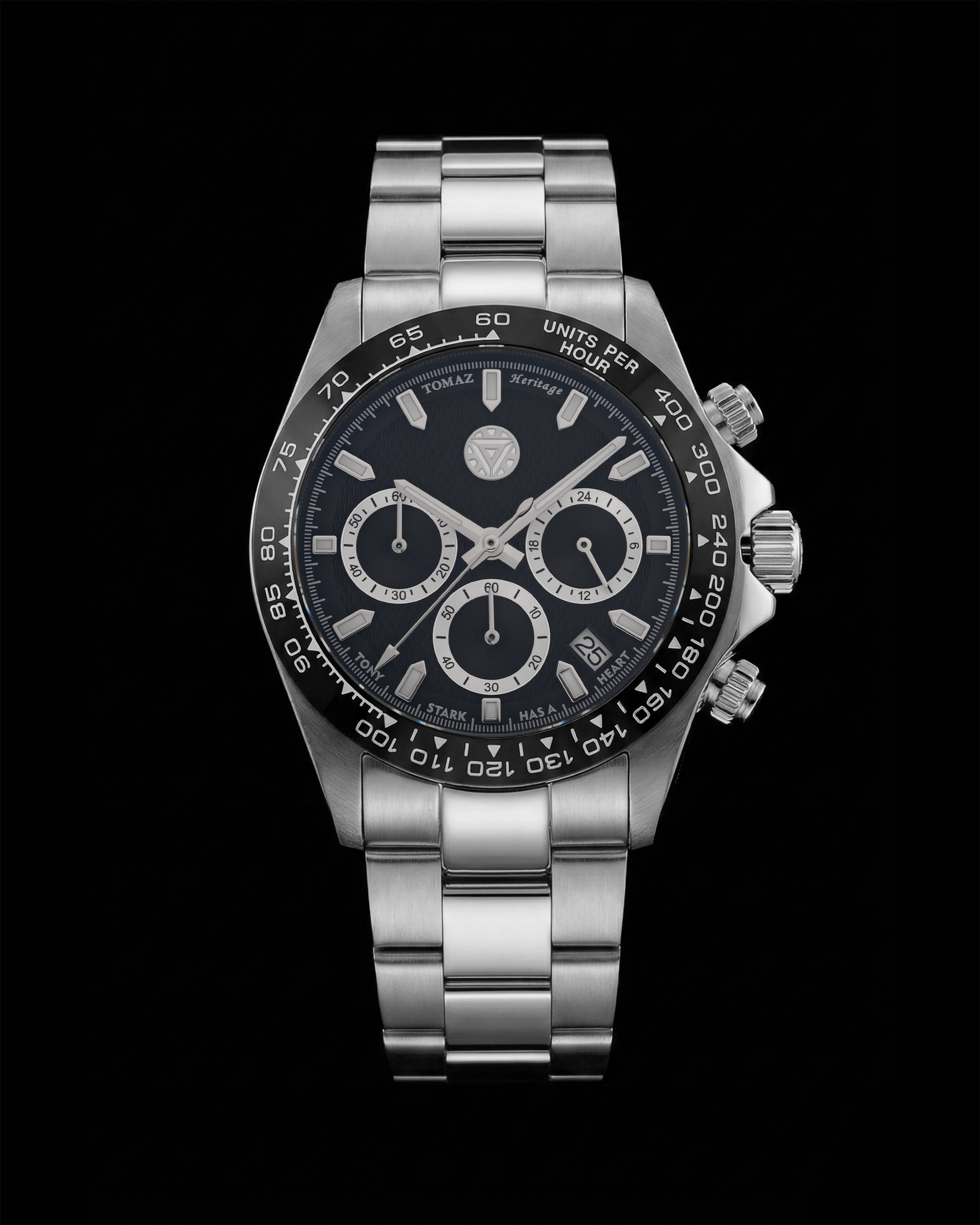 Marvel Tony Stark GR02-FD2 (Sliver/Black) with Stainless Steel Strap