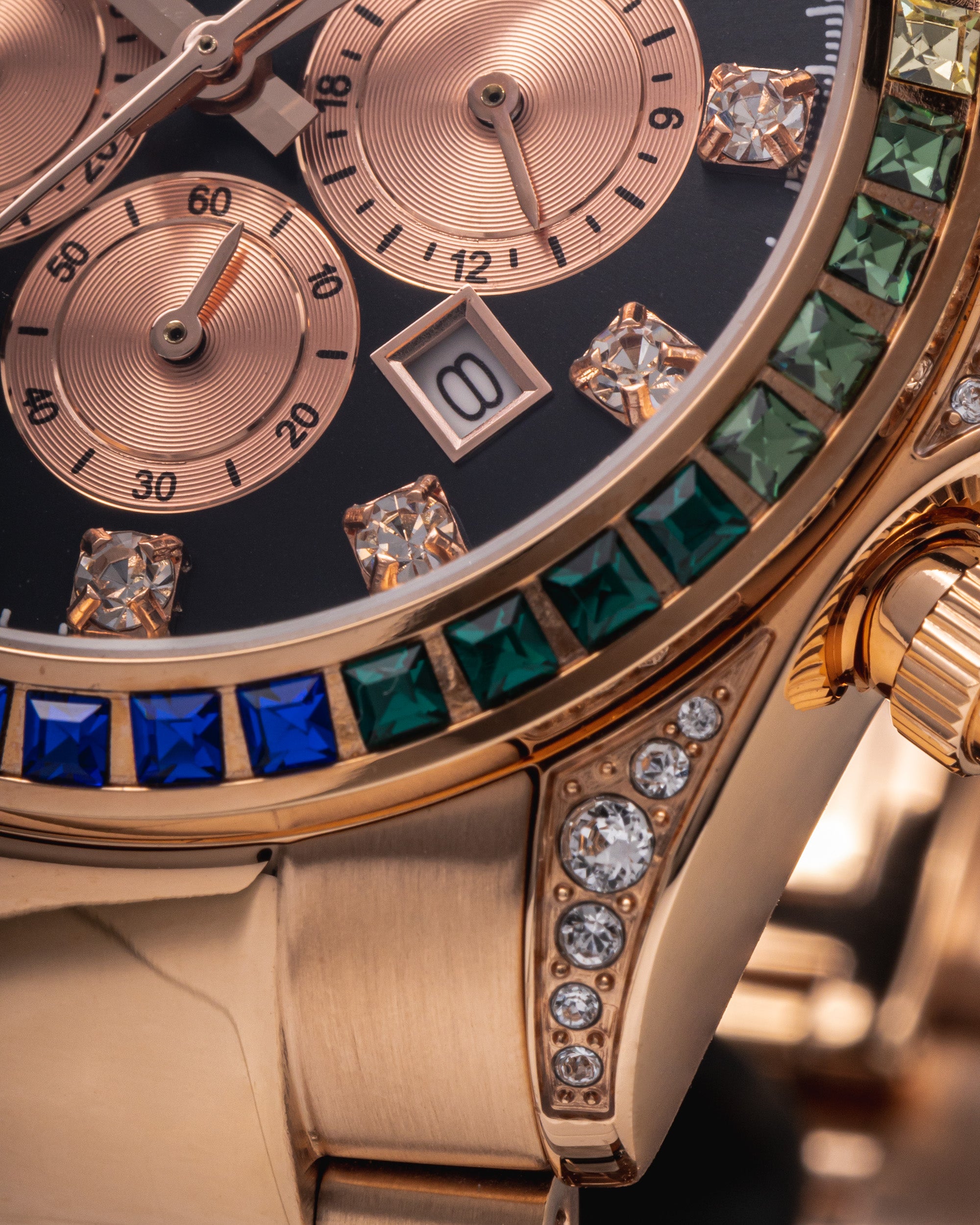Jam Tangan Wanita Tomaz GR02L-D1 (Rosegold/Hitam) dengan Rainbow Swarovski (Keluli Tahan Karat Rosegold)