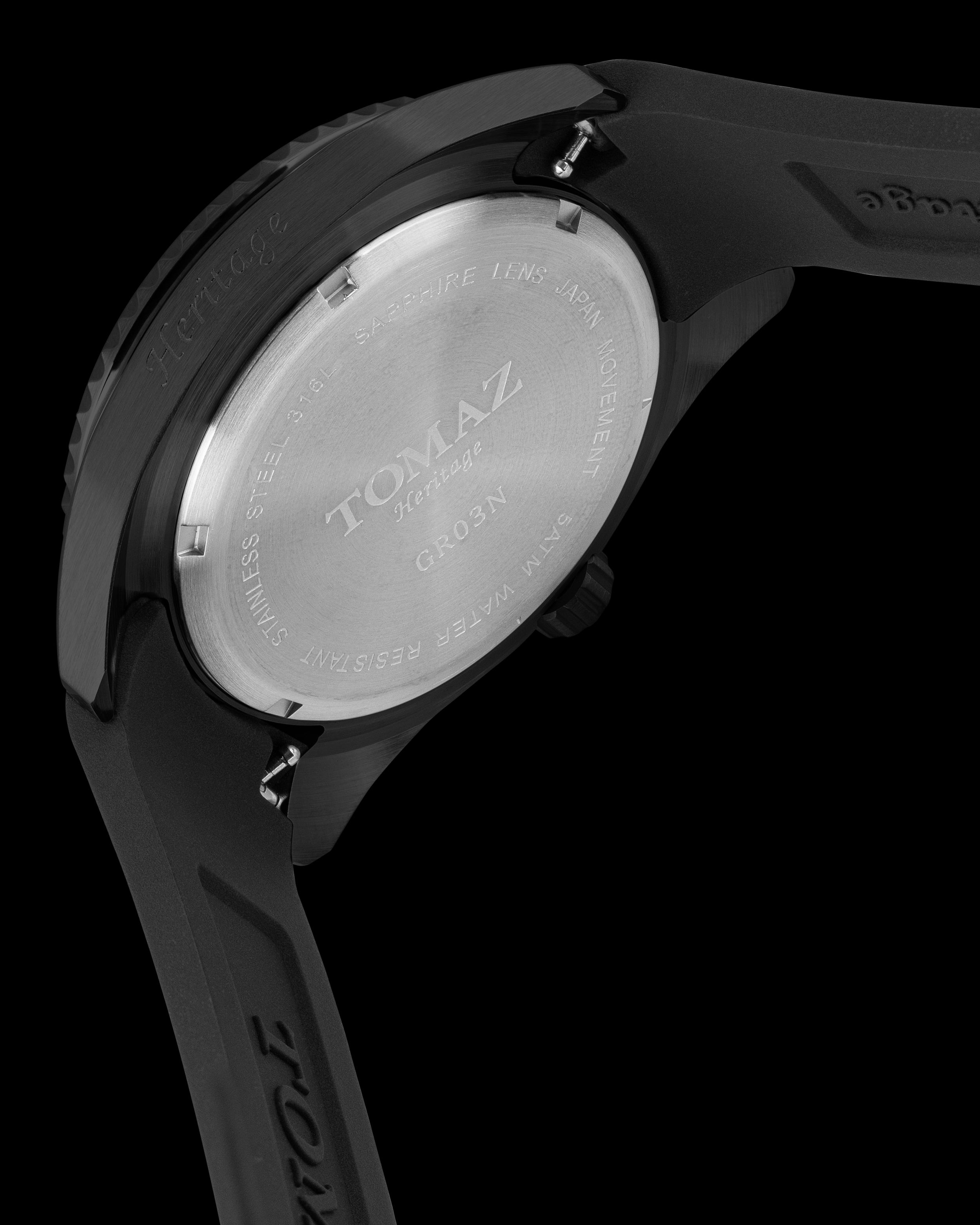 Tomaz Trident GR03N-D1 (Hitam/Kelabu/Hitam) dengan Tali Getah Hitam