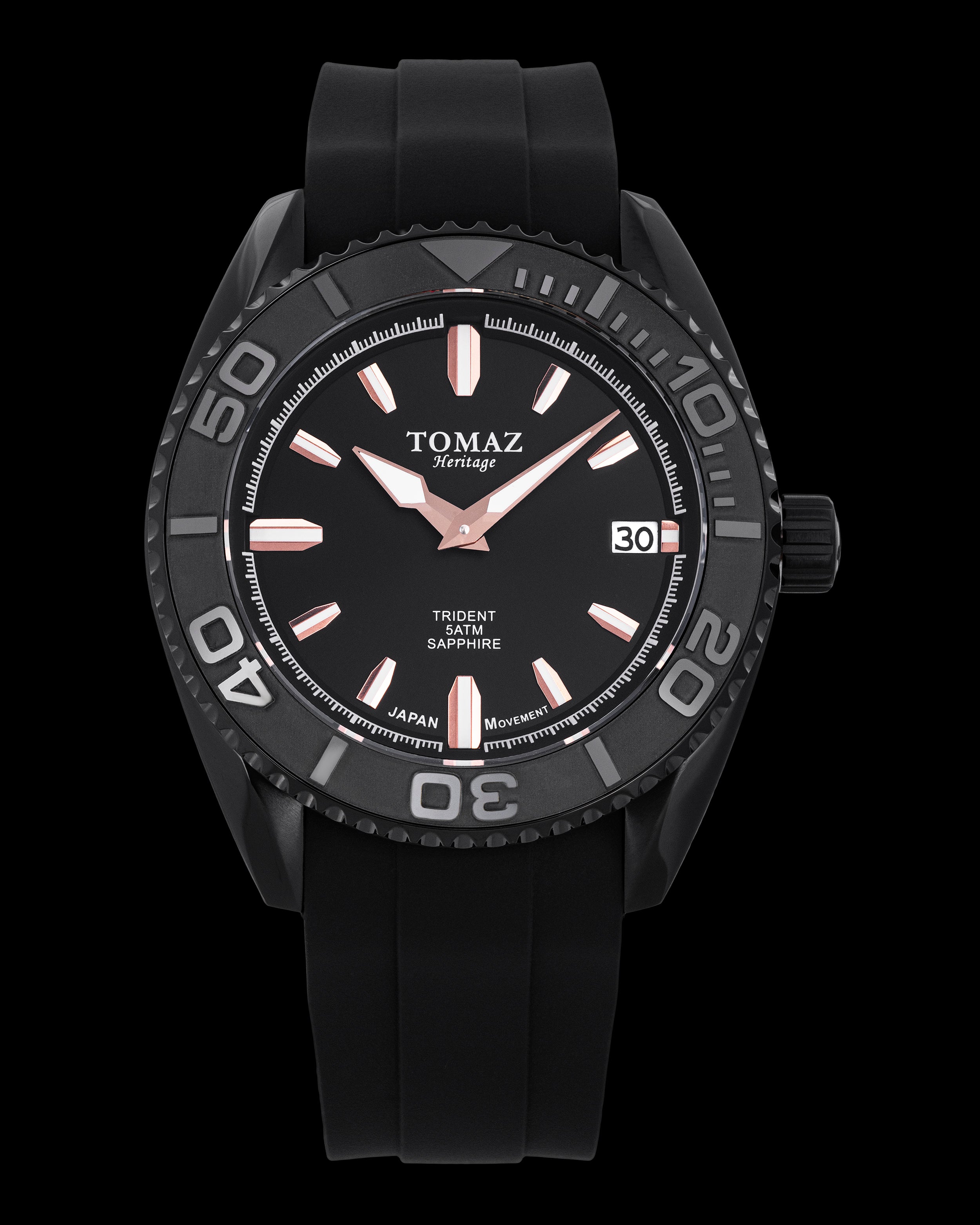 Tomaz Trident GR03N-D1 (Hitam/Kelabu/Hitam) dengan Tali Getah Hitam