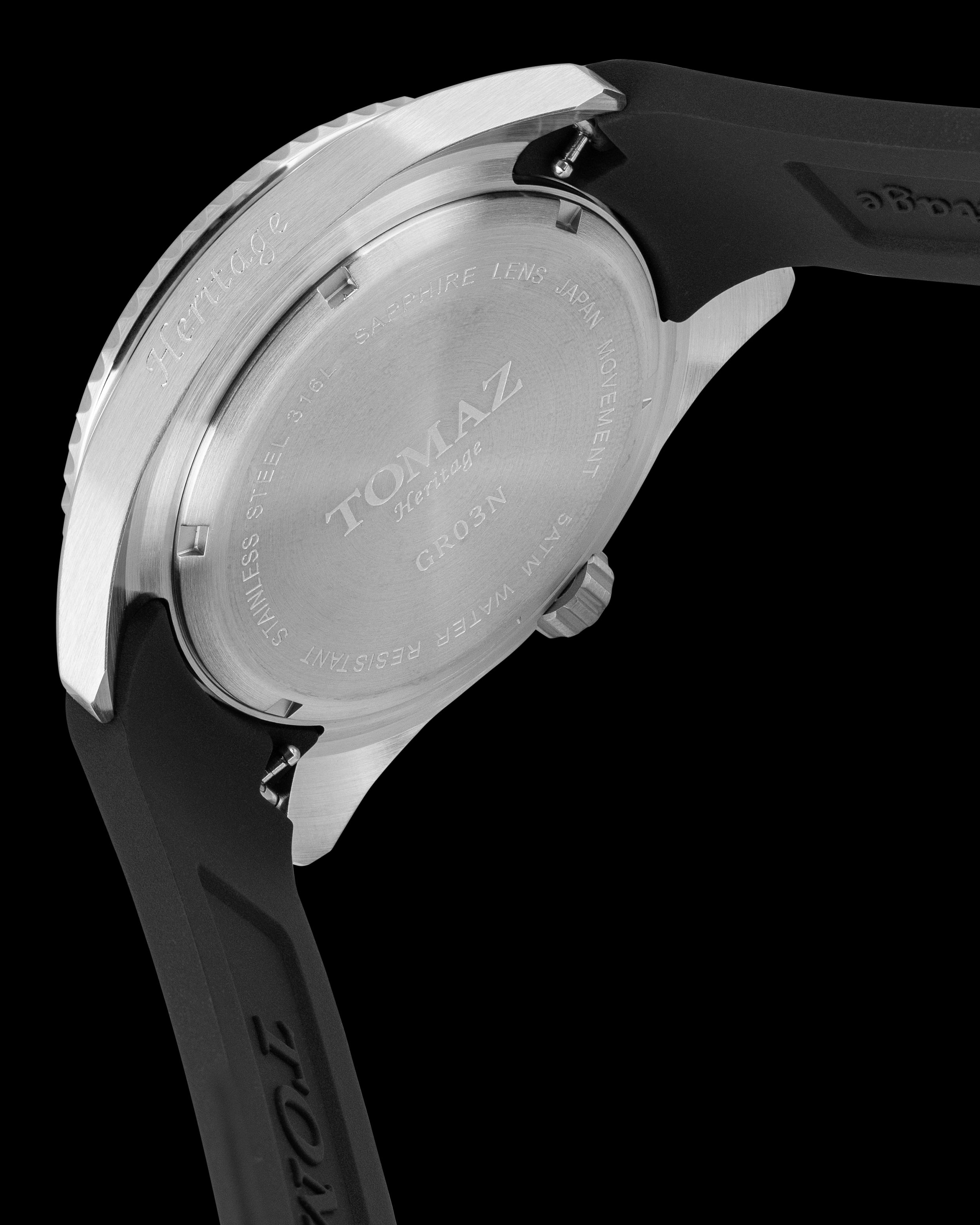 Tomaz Trident GR03N-D2 (Perak/Kelabu/Hitam) dengan Tali Getah Hitam