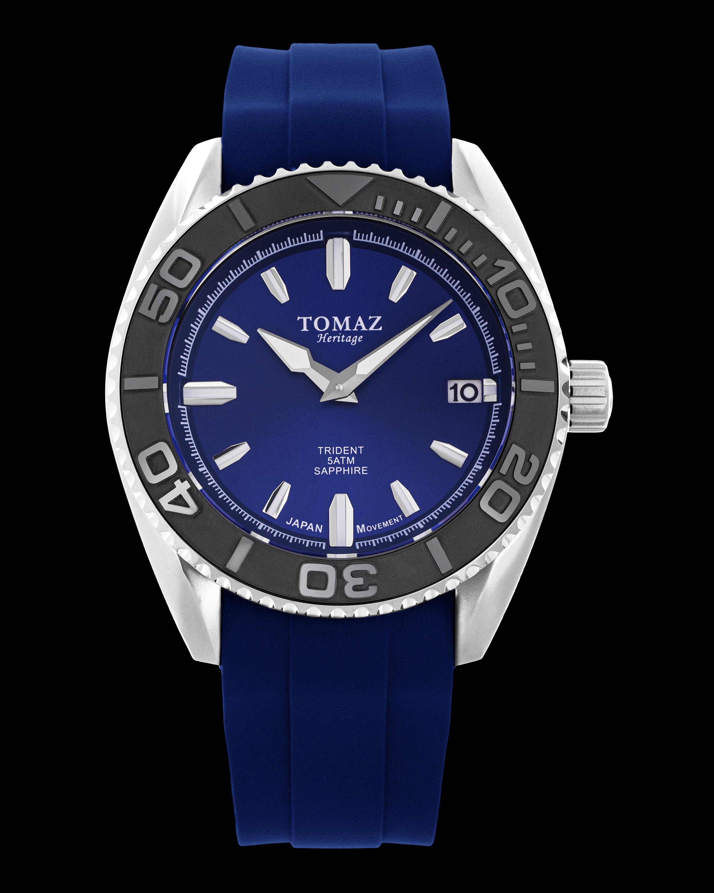 Tomaz Trident GR03N-D4 (Perak/Biru) dengan Tali Getah Biru