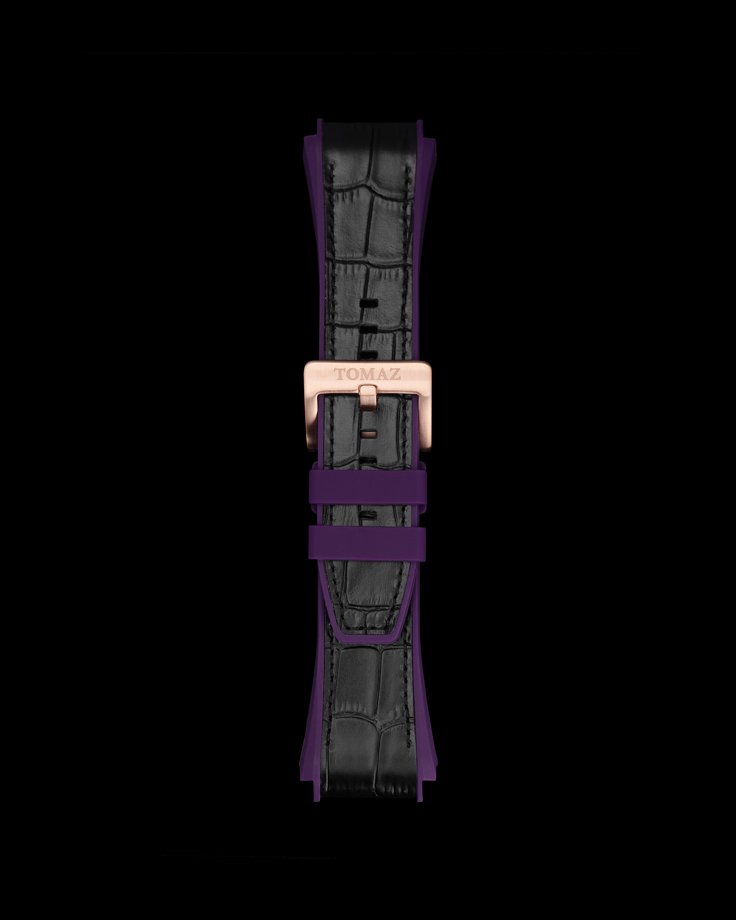 Tomaz STQ21A Men's Silicon Bamboo 26mm Watch Strap (Black/Purple)