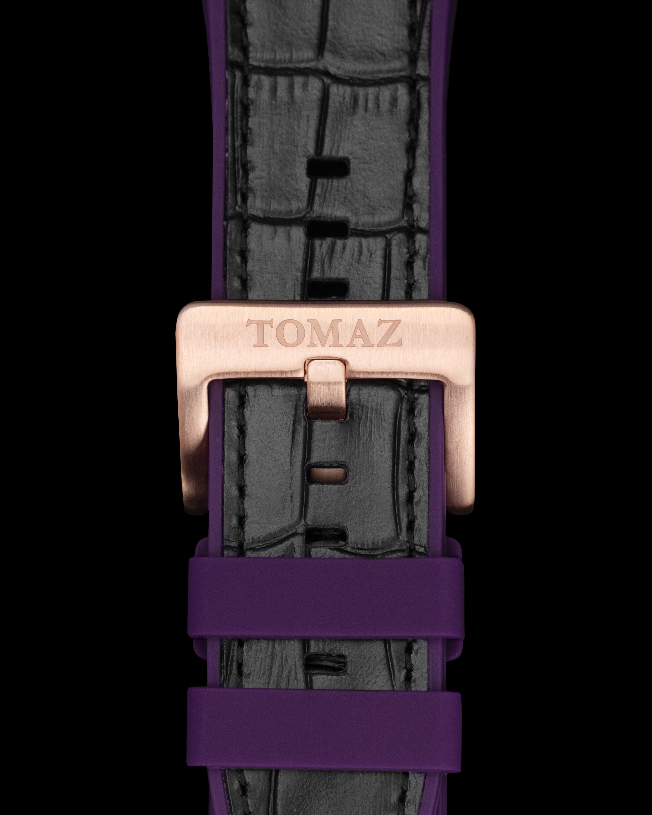 Tomaz STQ21A Men's Silicon Bamboo 26mm Watch Strap (Black/Purple)