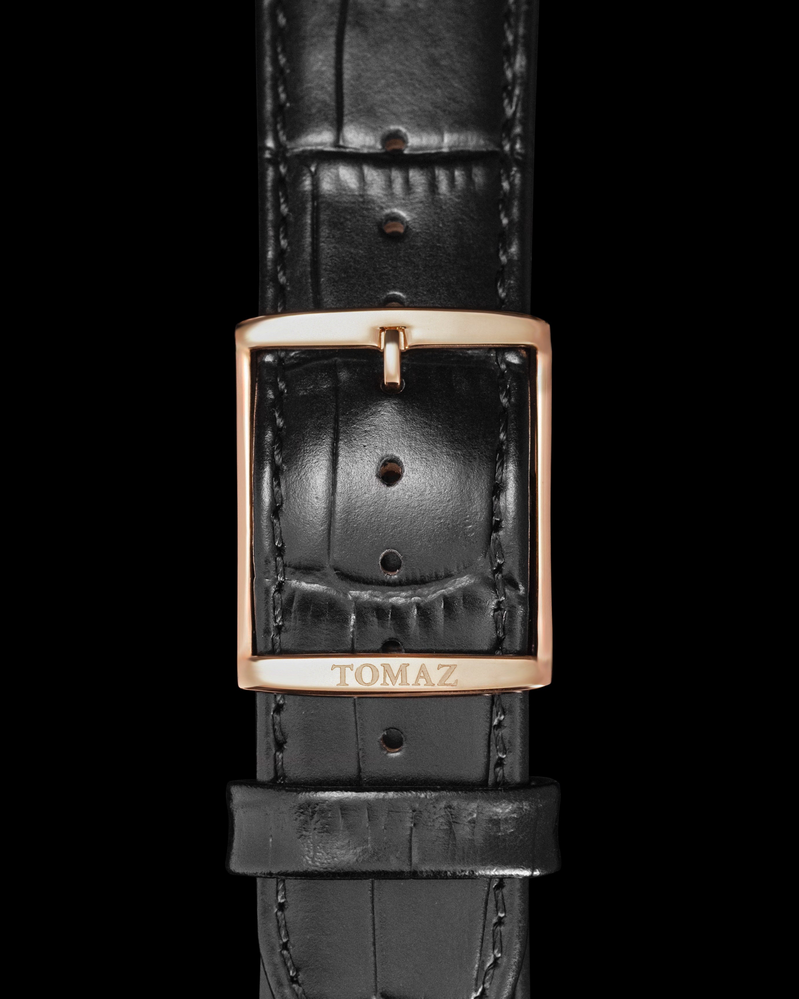 Tomaz STW03A Leather Bamboo 24mm Watch Strap (TW003) (Black)
