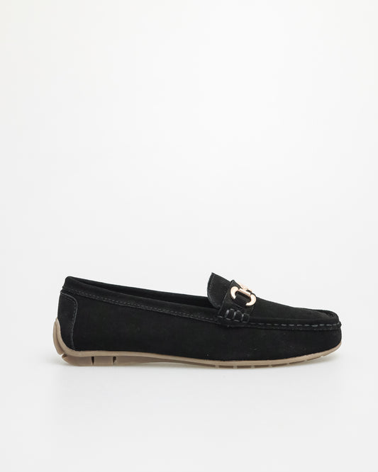 Tomaz YX143 Ladies Buckle Loafers (Black)