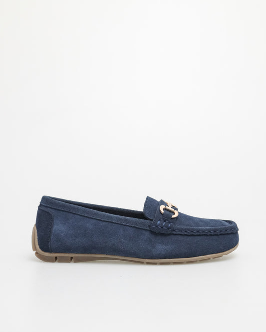 Tomaz YX143 Ladies Buckle Loafers (Navy)