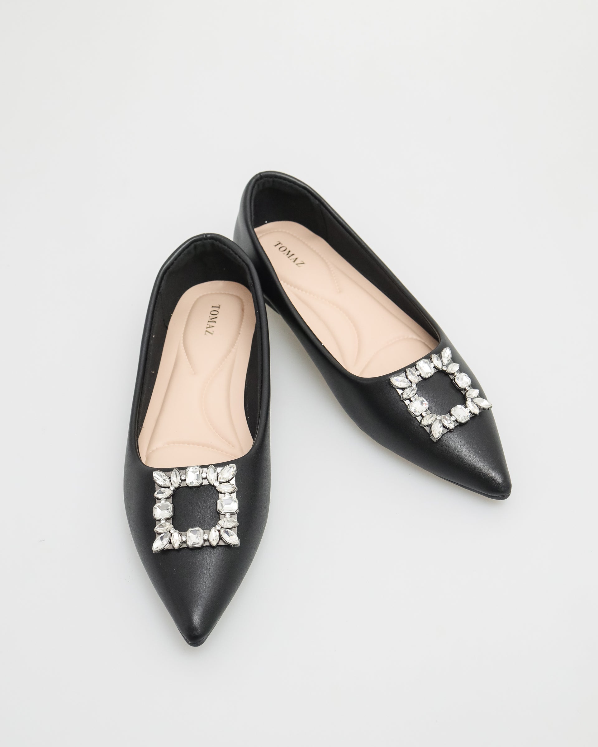 Tomaz NN163 Ladies Gem Crusted Flats (Black)