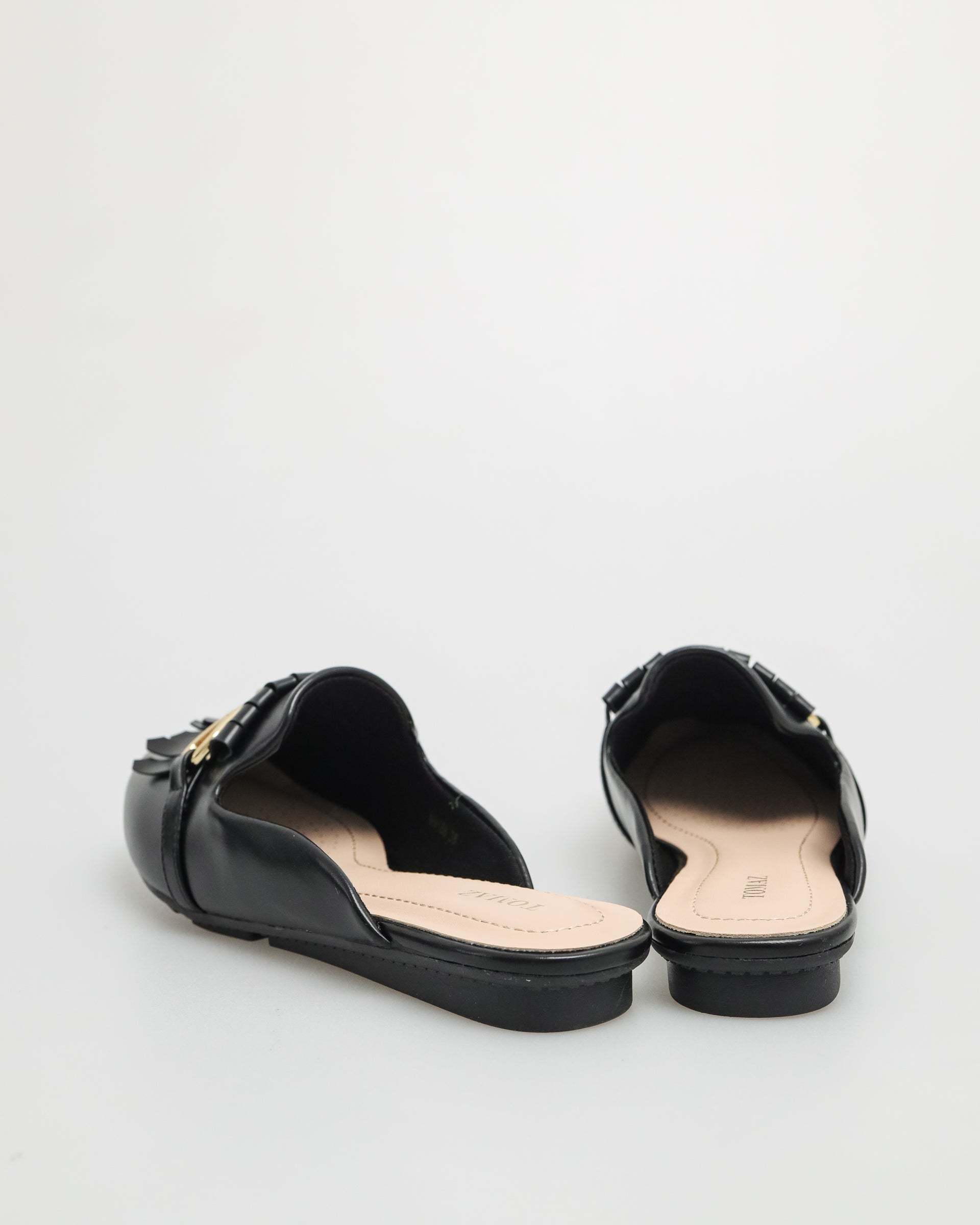 Tomaz NN168 Ladies Fringe Mules (Black)