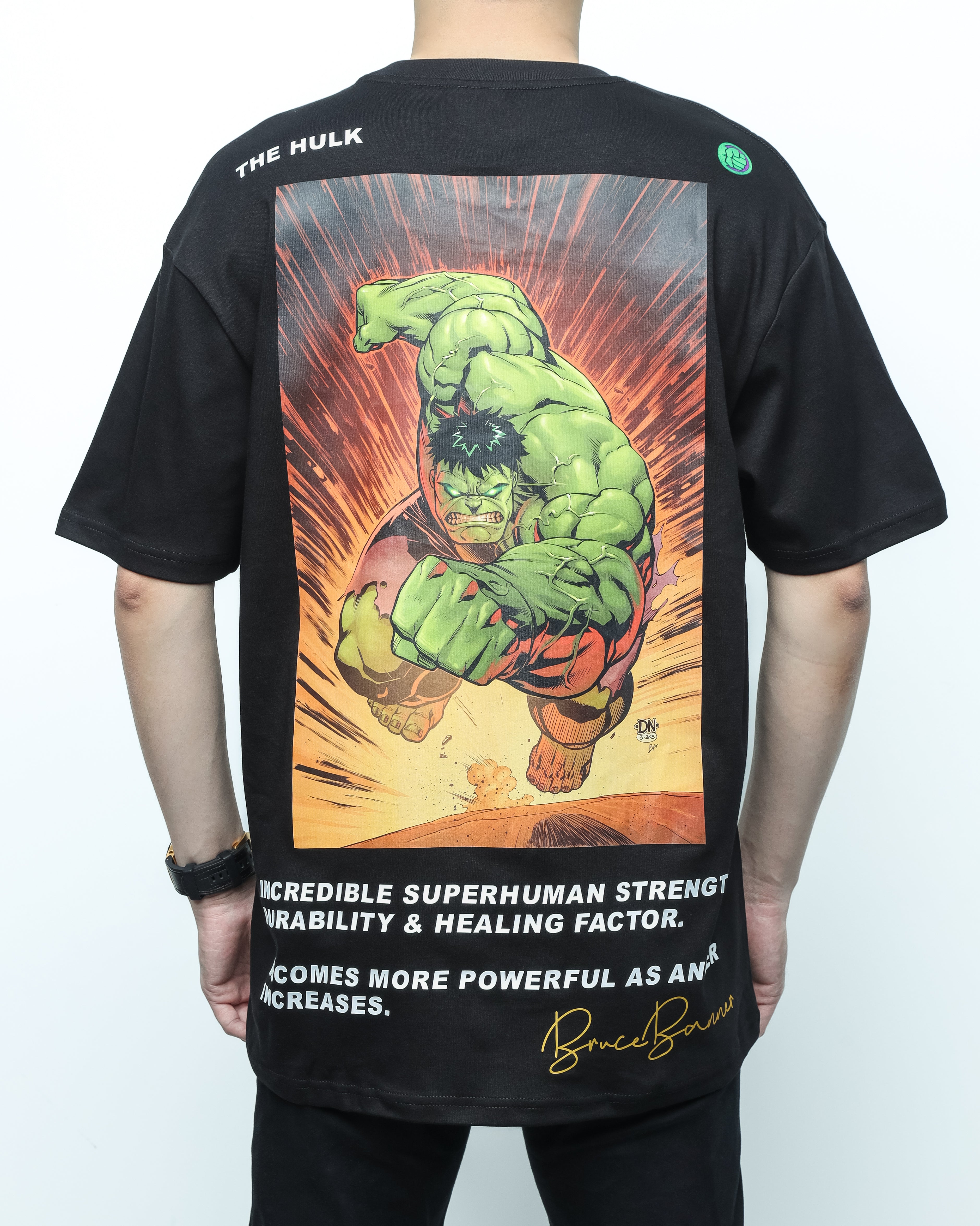 Turbo Hulk CC-1268 T-shirt bersaiz lebih (Hijau/Oren)