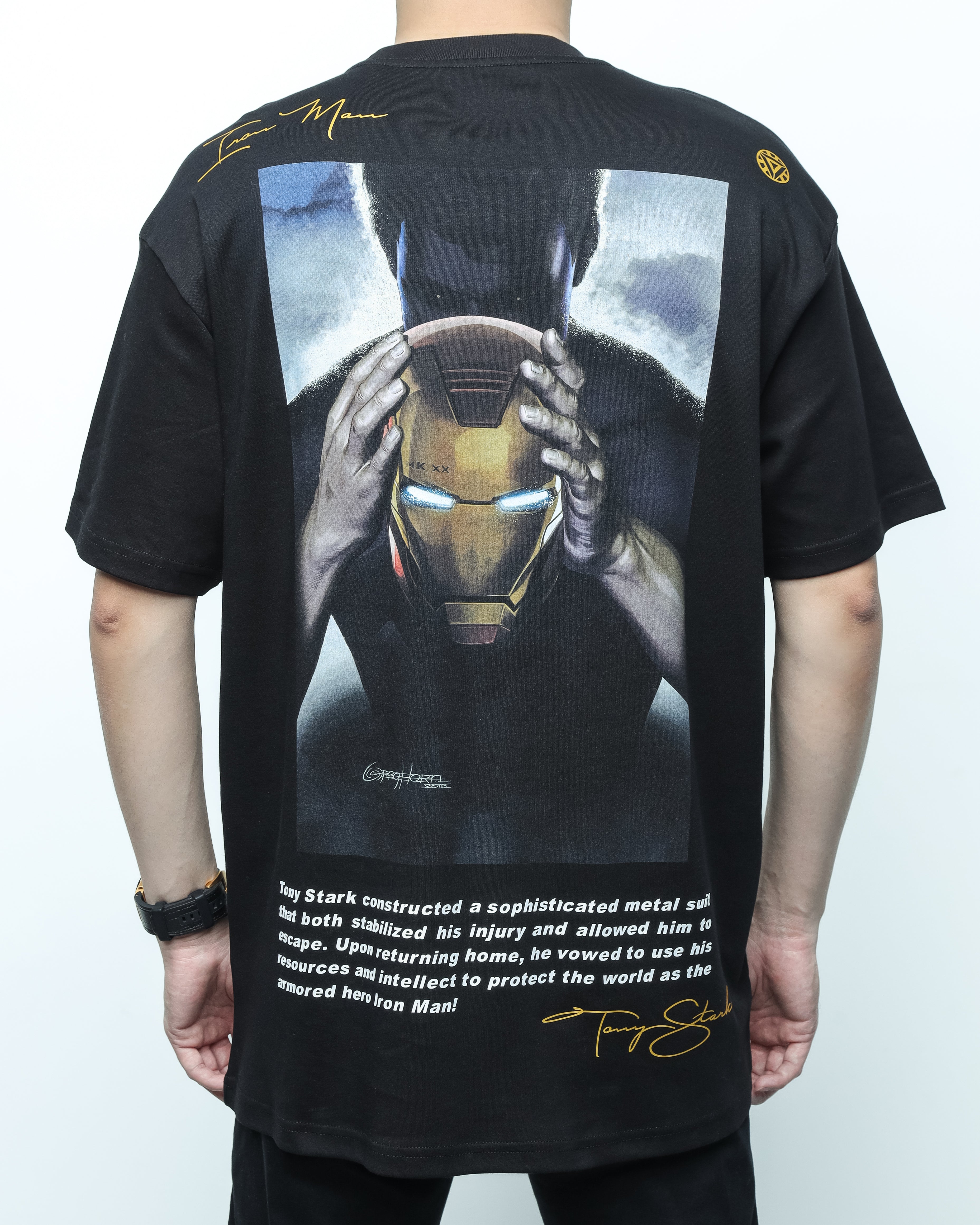 Turbo Iron Man CC-1261 T-shirt bersaiz besar (Merah/Kelabu)