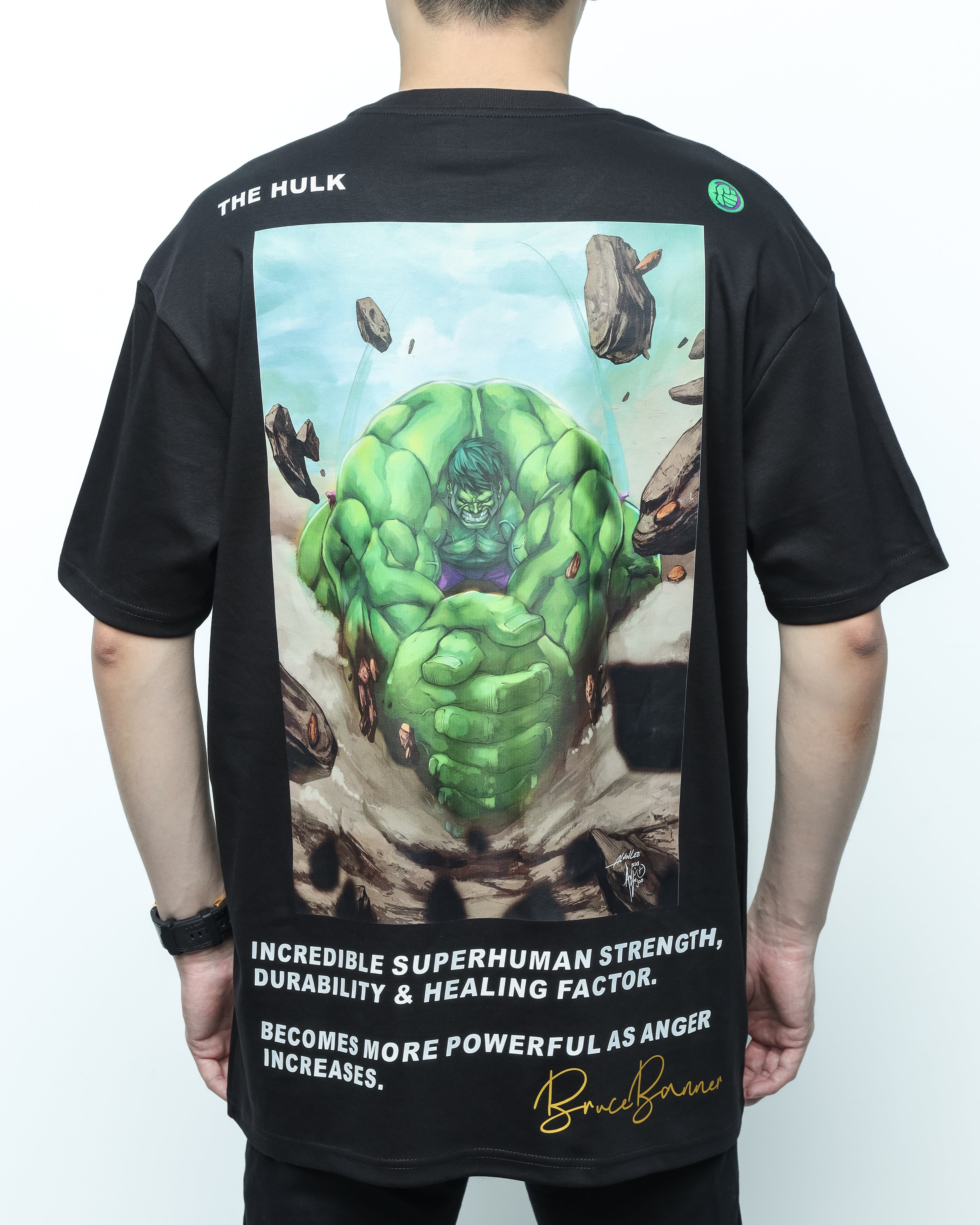 Turbo Hulk CC-1271 T-shirt bersaiz lebih (Hijau/coklat)