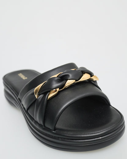 Tomaz NN186 Ladies Open Toe Twisted Buckle Sandals (Black)