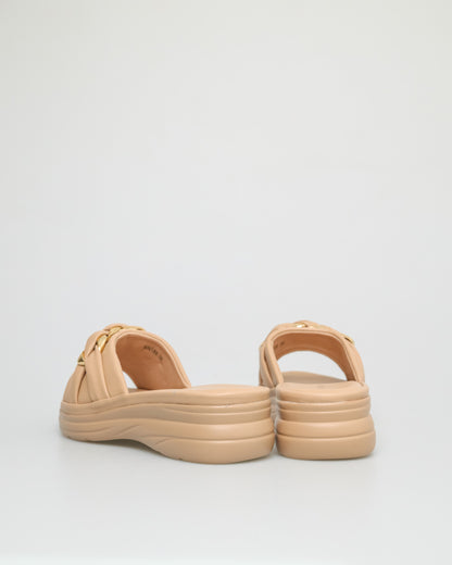 Tomaz NN186 Ladies Open Toe Twisted Buckle Sandals (Beige)