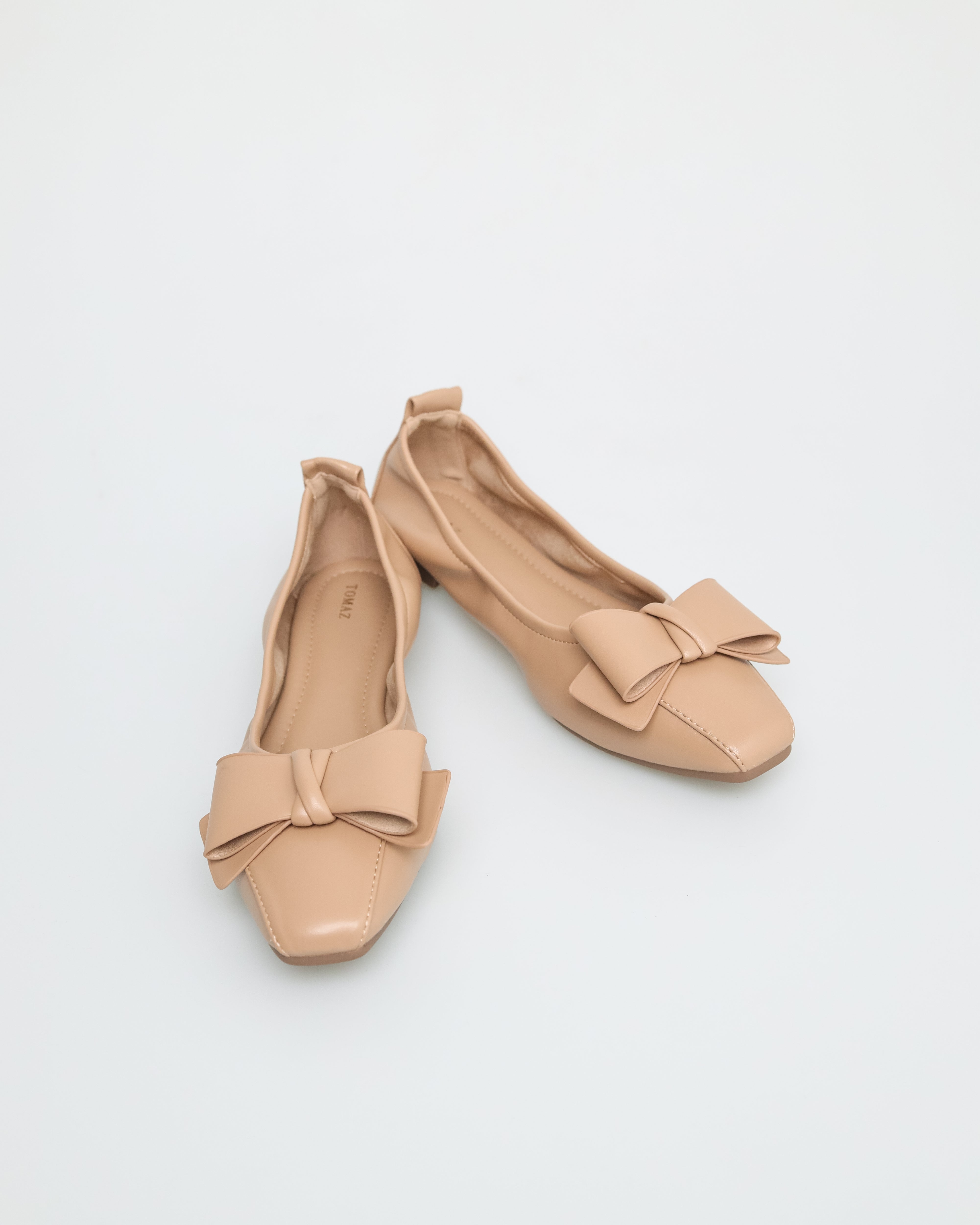 Tomaz NN250 Ladies Ribbon Ballerina Scrunched Flat (Beige)