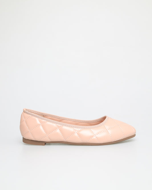 Tomaz NN252 Ladies Quilted Ballerina Flat (Nude)