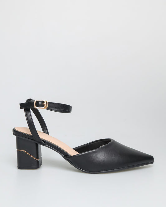 Tomaz NN238 Ladies Ankle Strap Pointed Toe Heels (Black)