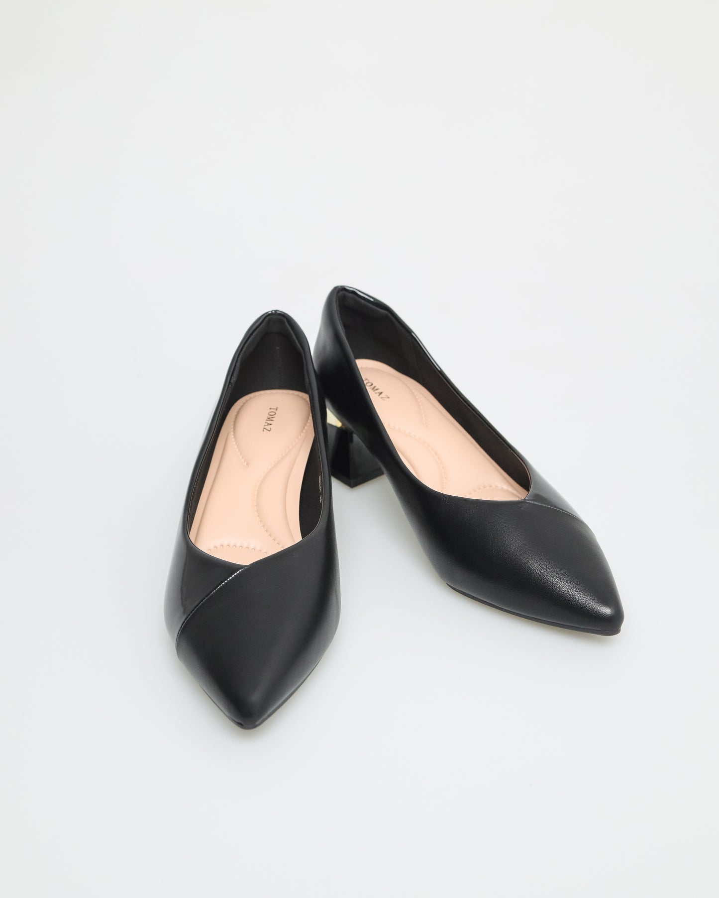 Tomaz NN241 Ladies Metallic Detail with Asymmetrical Pointy Heels (Black)