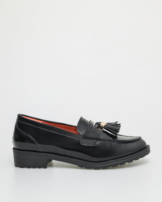 Tomaz FL041 Ladies Tassel Loafers (Black)