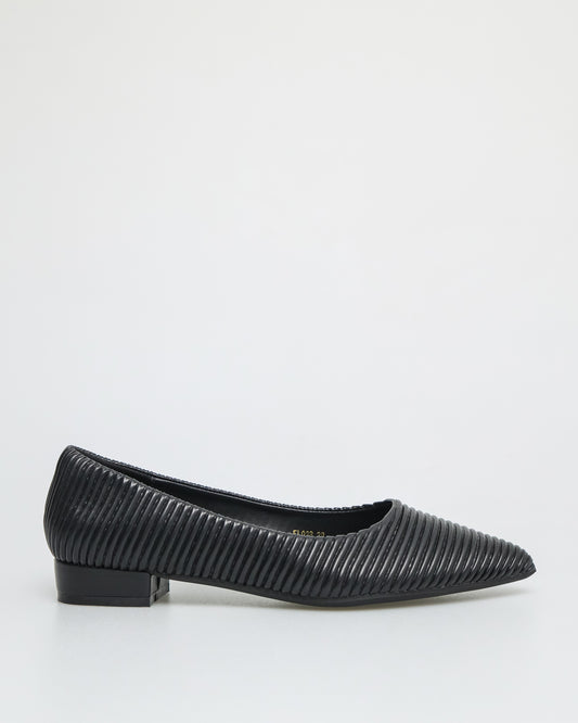 Tomaz FL028 Ladies Pointy Low Heels (Black)