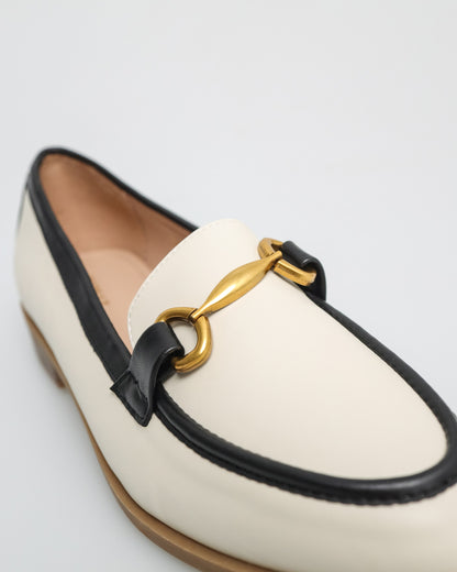 Tomaz FL038 Ladies Gold Horsebits Loafers (White)