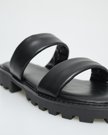 Tomaz NN223 Ladies Double Strap Chunky Sandals (Black)