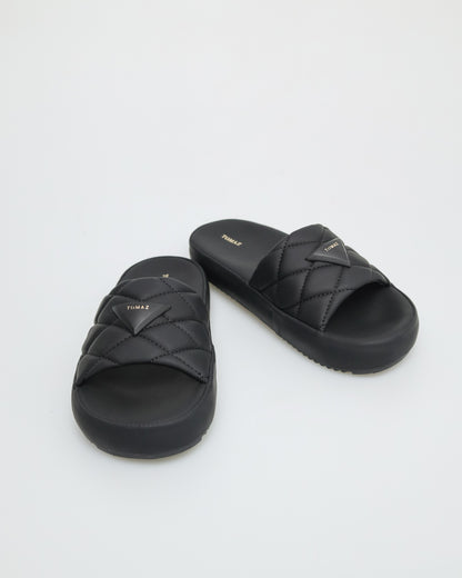 Tomaz NN190 Ladies Quilted Emblem Sandals (Black)