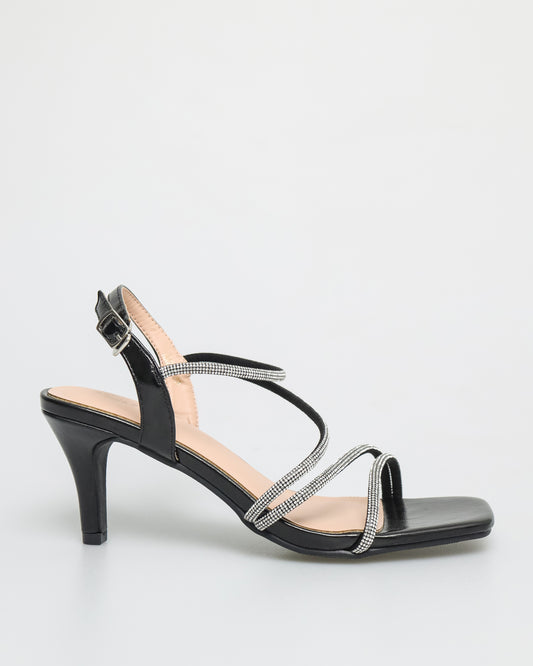 Tomaz NN266 Ladies Strappy Rhinestone Heels (Black)