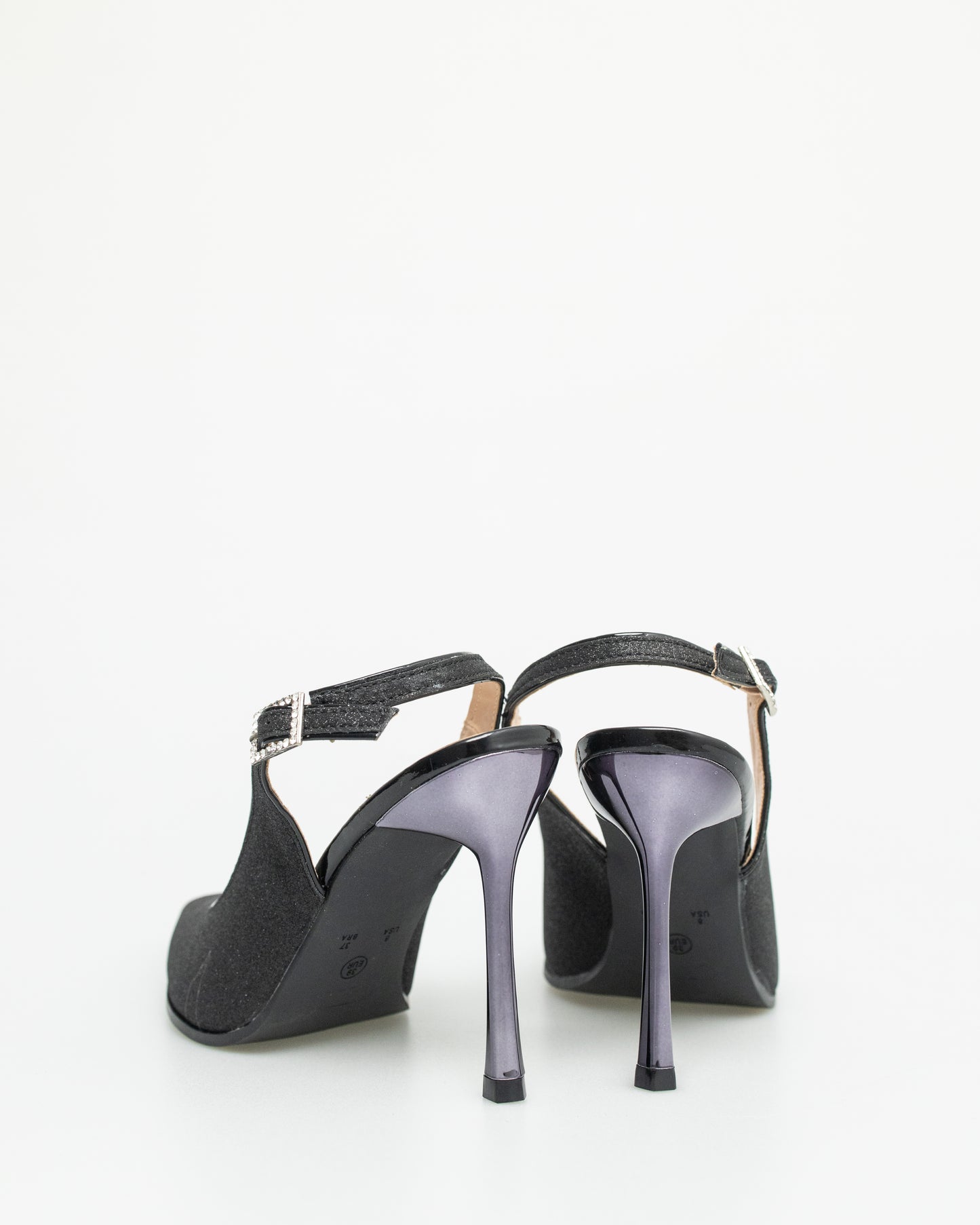 Tomaz NN260 Ladies Glitter Slingback Heels (Black)