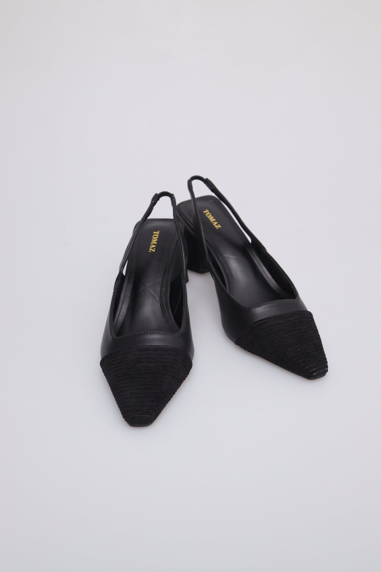 Tomaz FL045 Ladies Pointed Toe Slingback Heels (Black)