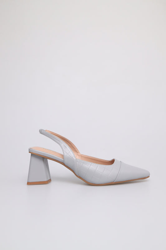 Tomaz FL047 Ladies Pointed Toe Slingback Heels (Light Grey)
