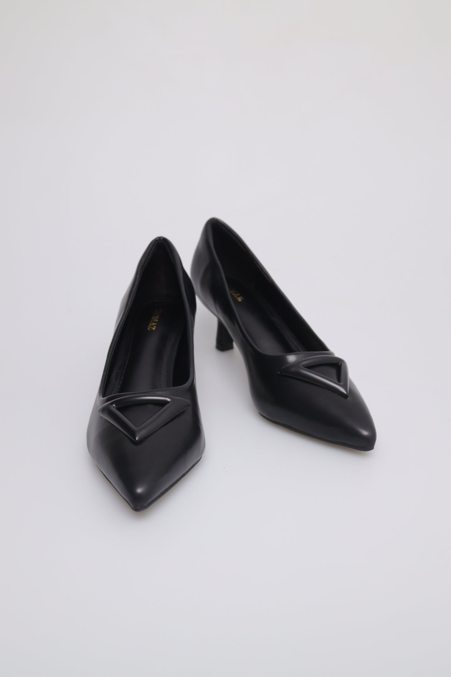 Tomaz FL052 Ladies Triangle Gem Kitten Heels (Black)